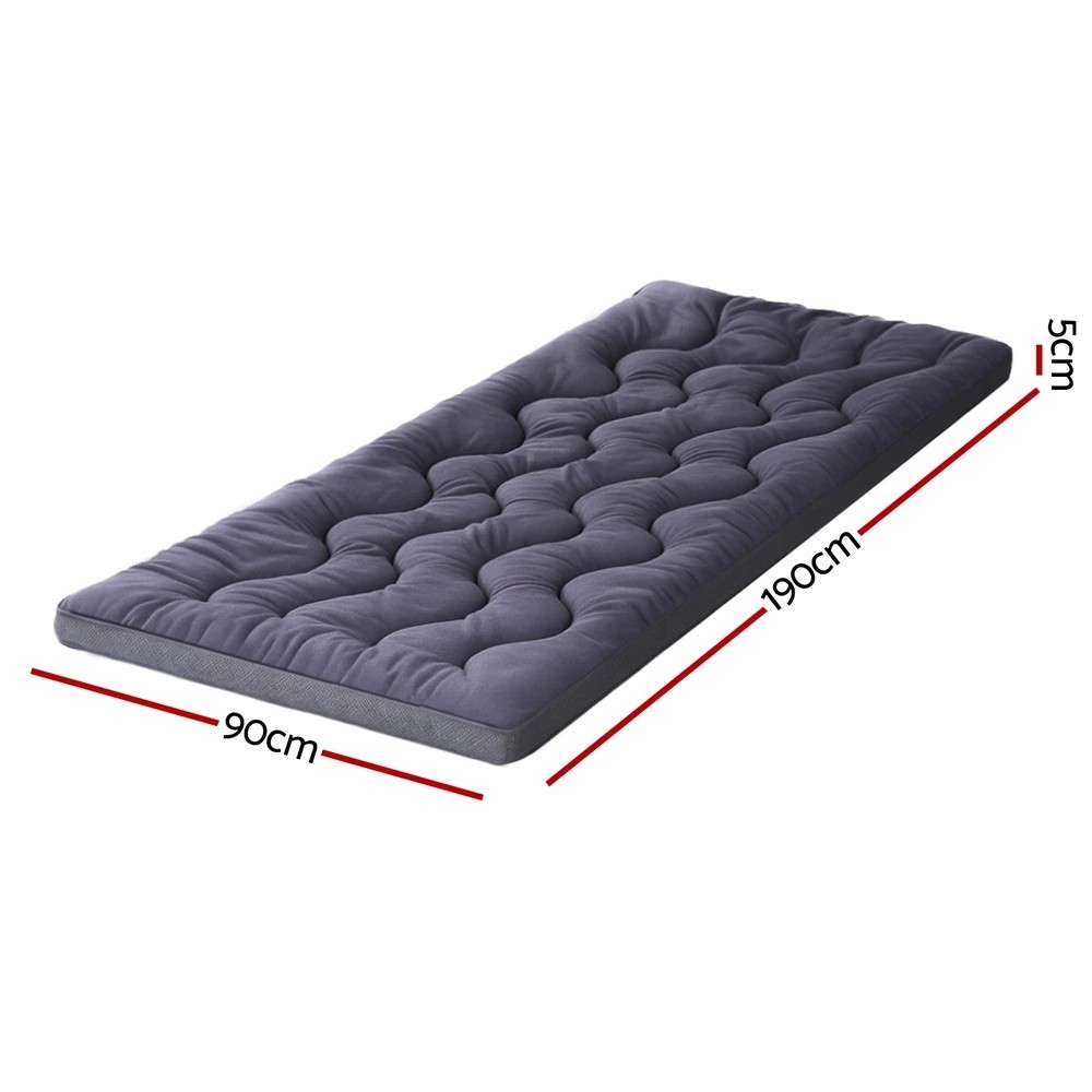 2 Giselle 5cm Mattress Topper Pillowtop toppers Bamboo Charcoal Single - Charcoal, 2 of 7