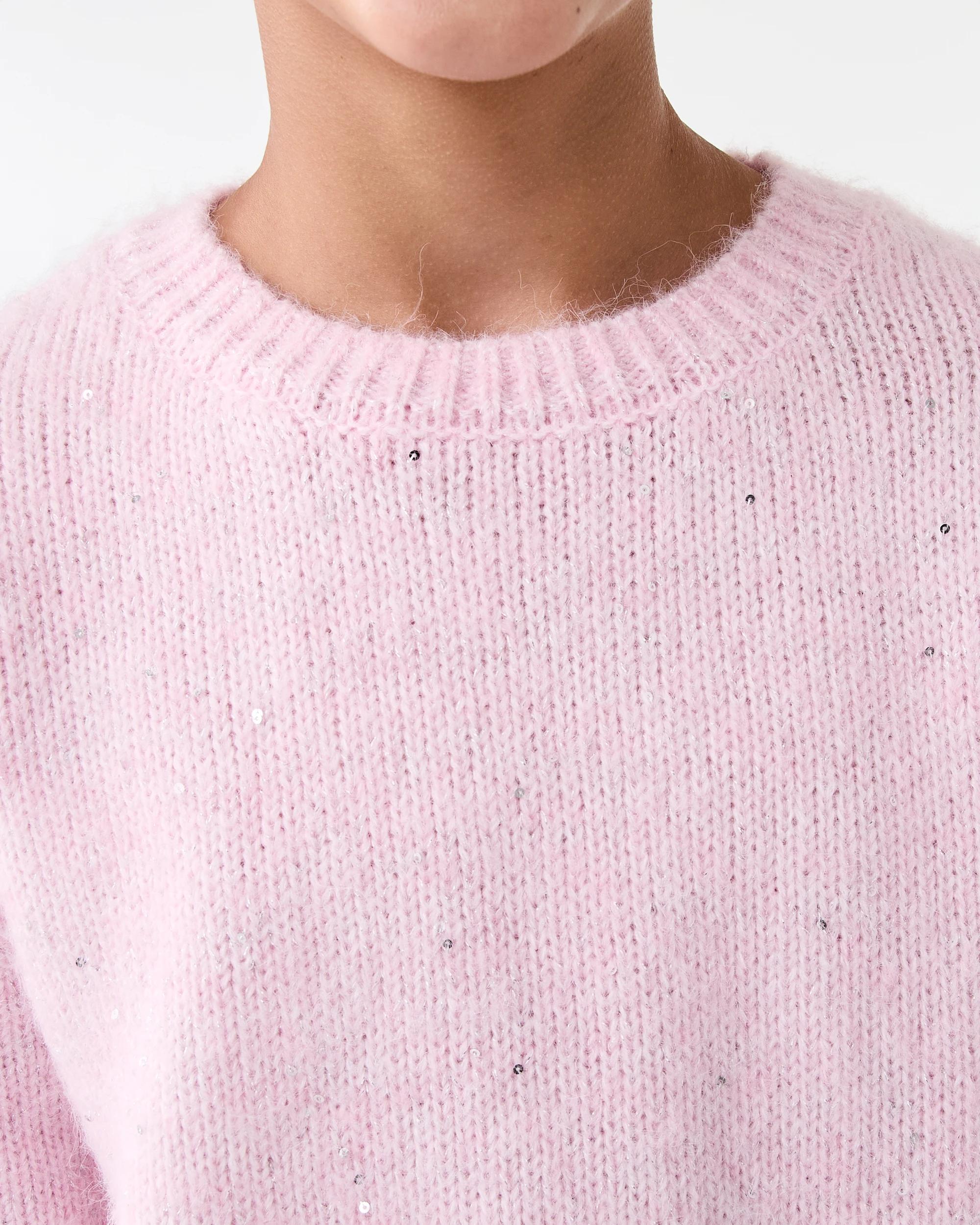 4 Sequin Crew Neck Knit Bllet Pink, 4 of 7