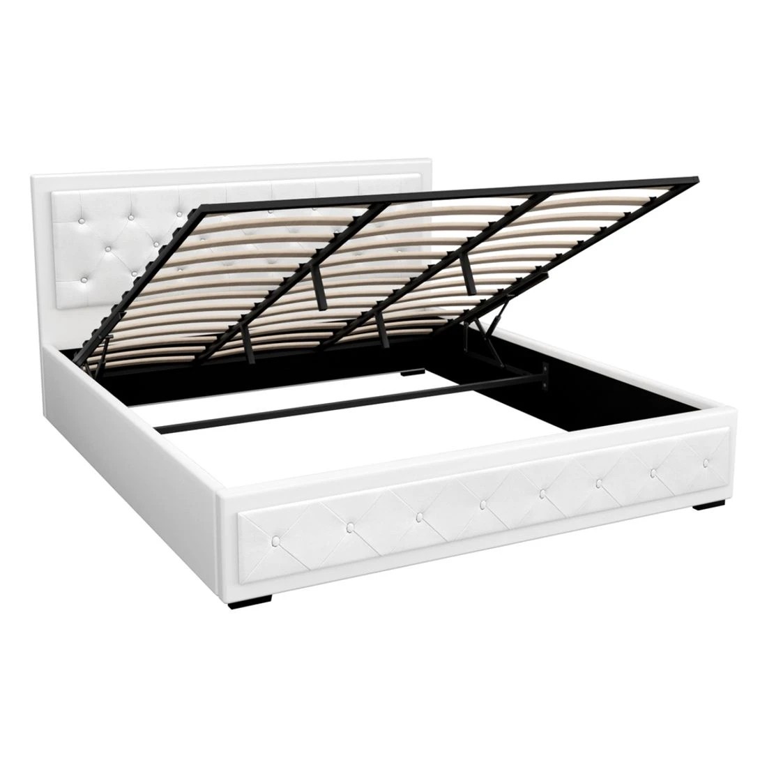 1 Artiss Bed Frame King Size Gas Lift  TIYO - White, 1 of 8