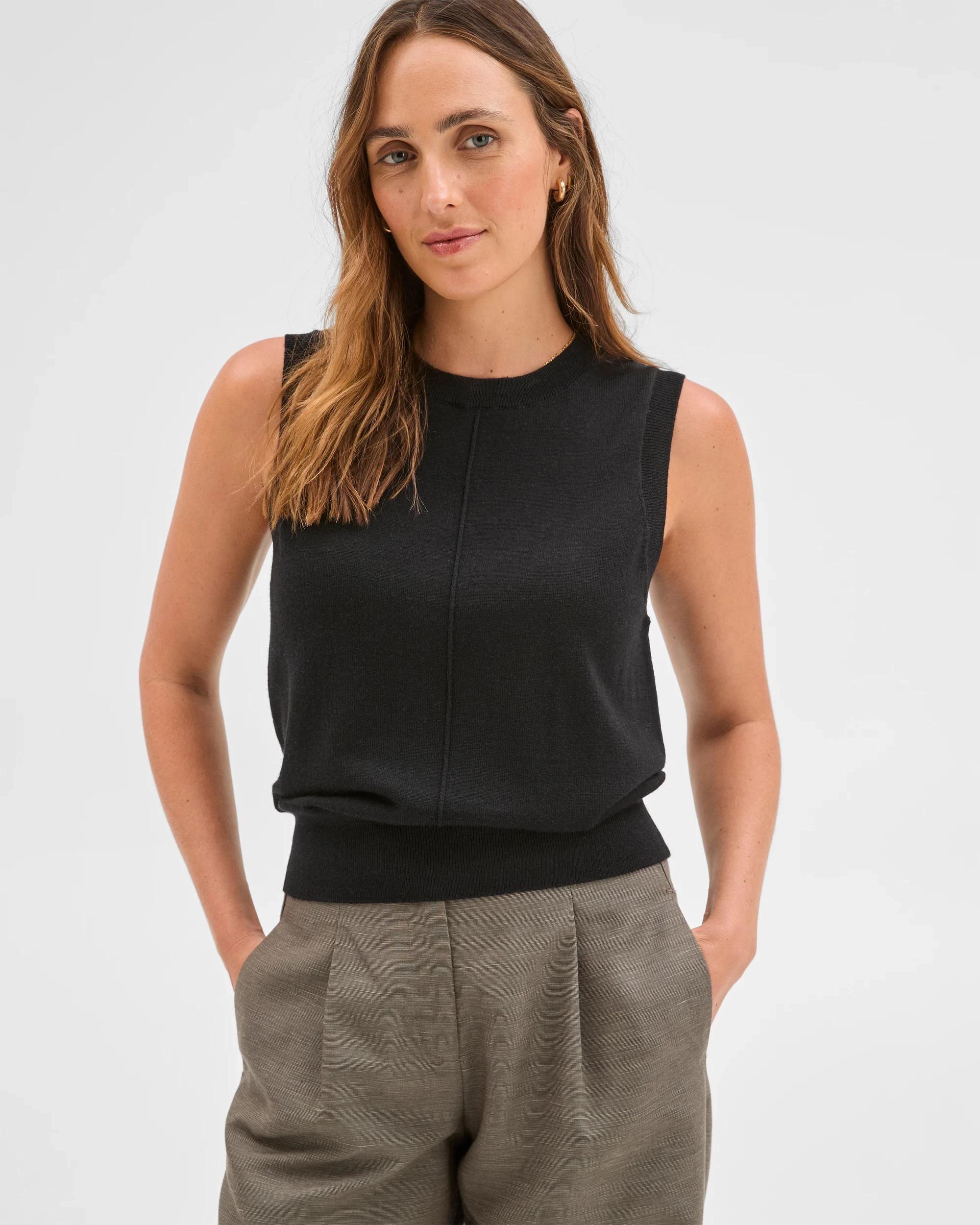 4 Preview Merino Sleeveless Vest BLACK, 4 of 5