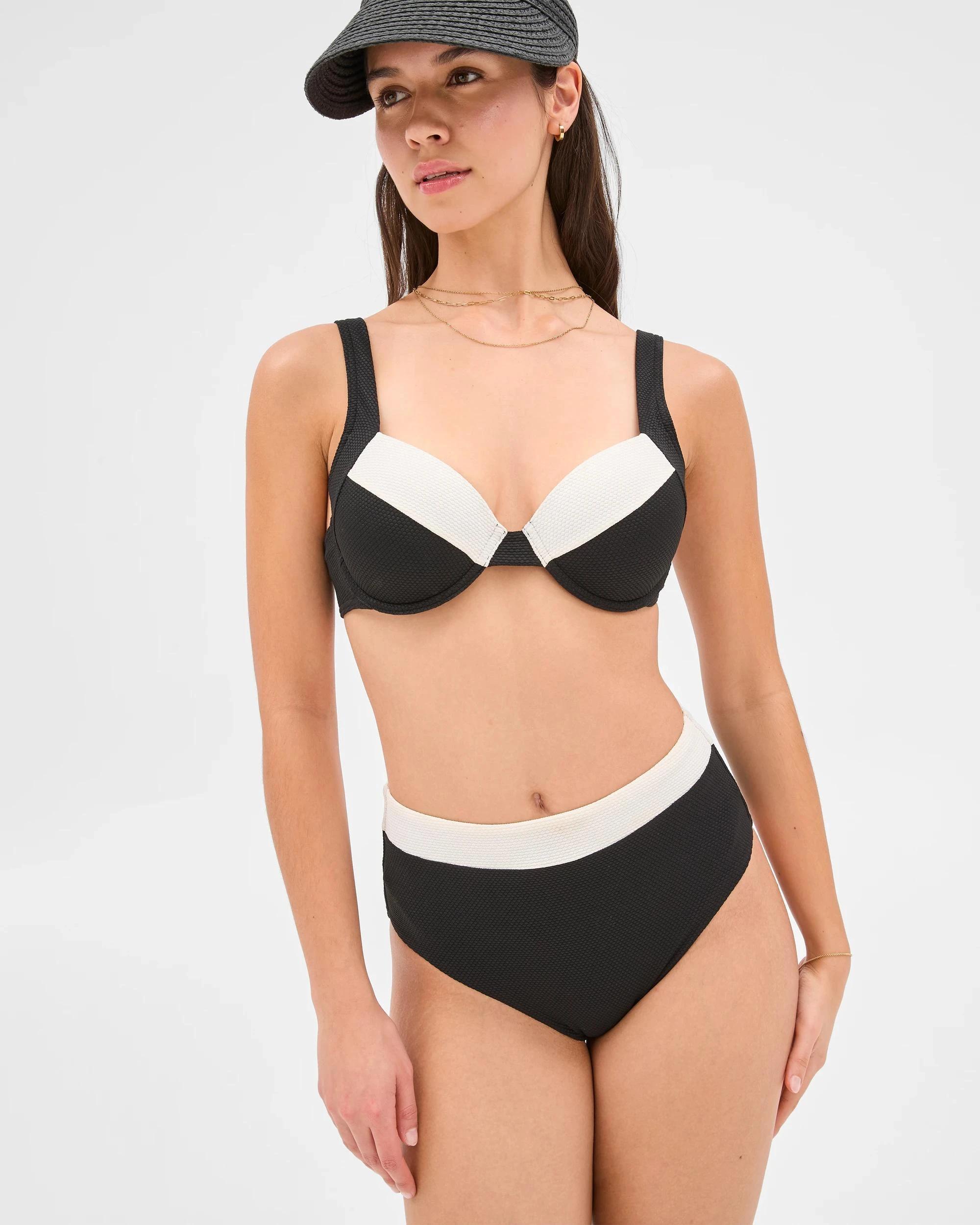 3 Target Balconette Honeycomb Underwire Bikini Top - Shape Your Body BLACK / WHITE, 3 of 10