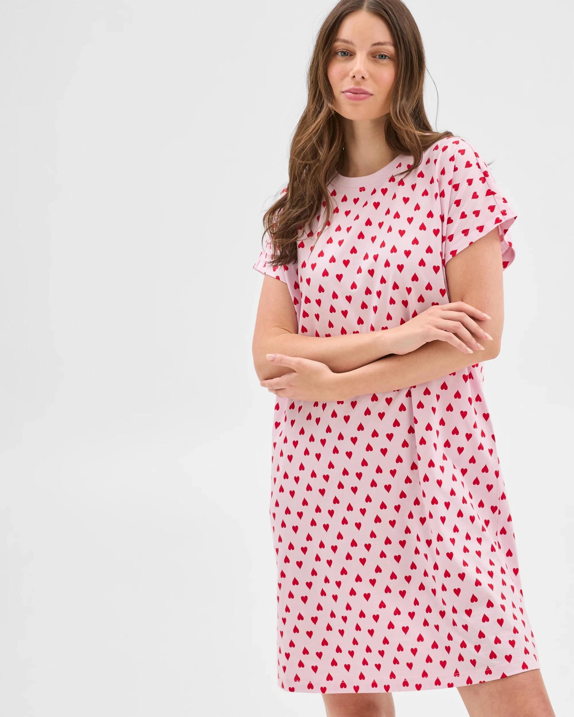 1 Target Woman Australian Cotton T-Shirt Nightie PINK HEART, 1 of 6