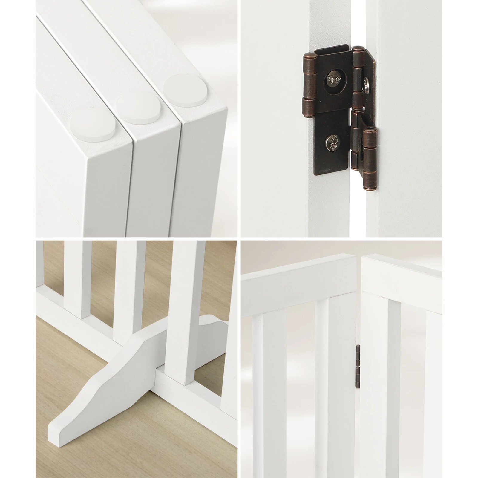 3 Alopet Wooden Pet Gate Dog Fence Safety Stair Barrier Security Door 3 Panels - White, 3 of 10