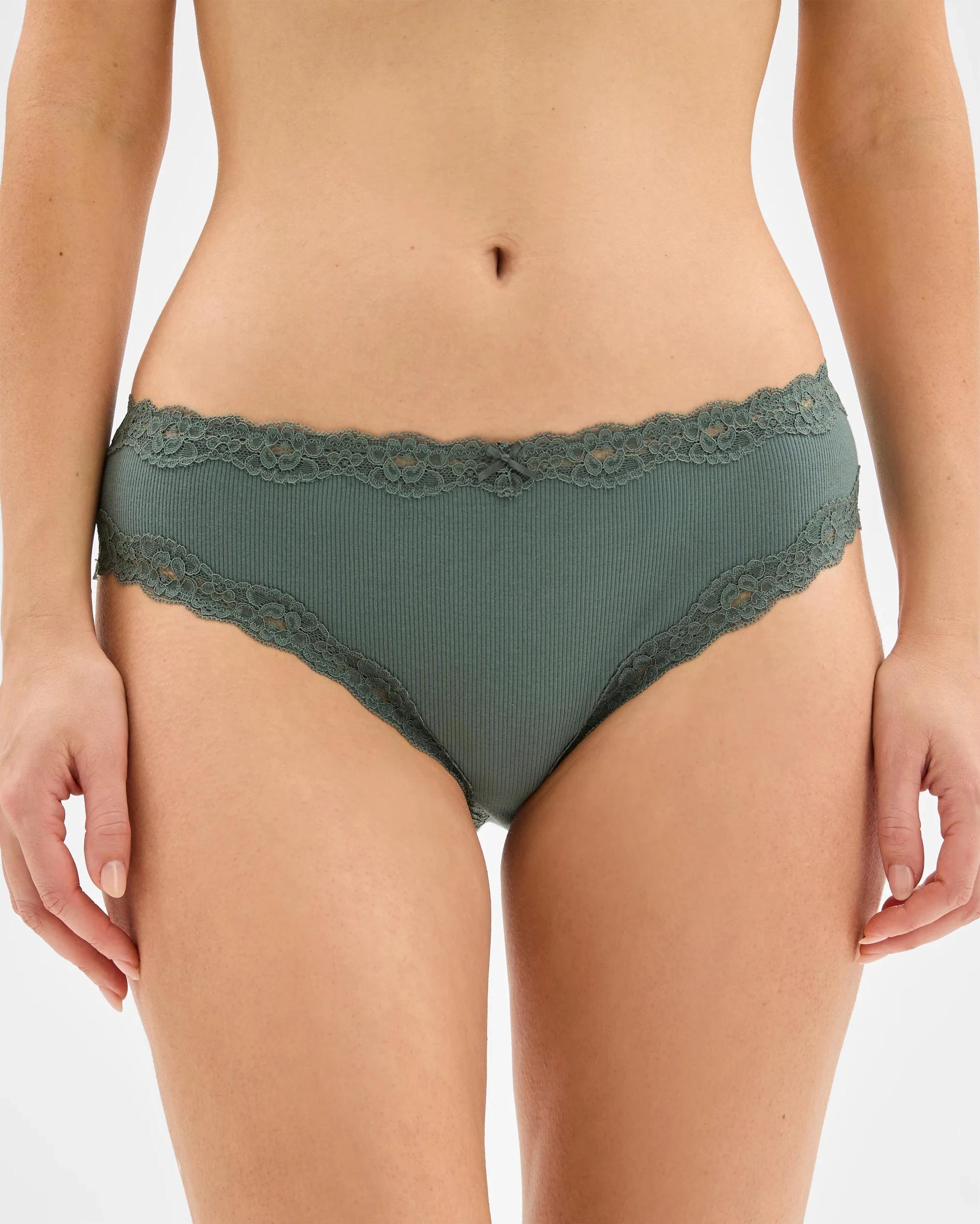 2 Target Woman Australian Cotton & Lace 3 Pack Bikini Briefs GREENS/CREAM, 2 of 4