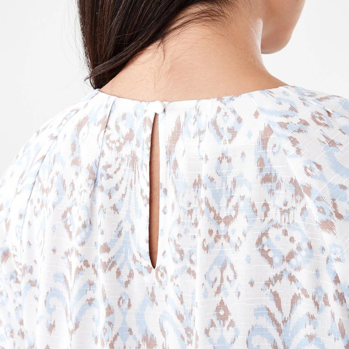 6 Short Sleeve Tuck Top IKAT BRUNI BLUE, 6 of 6