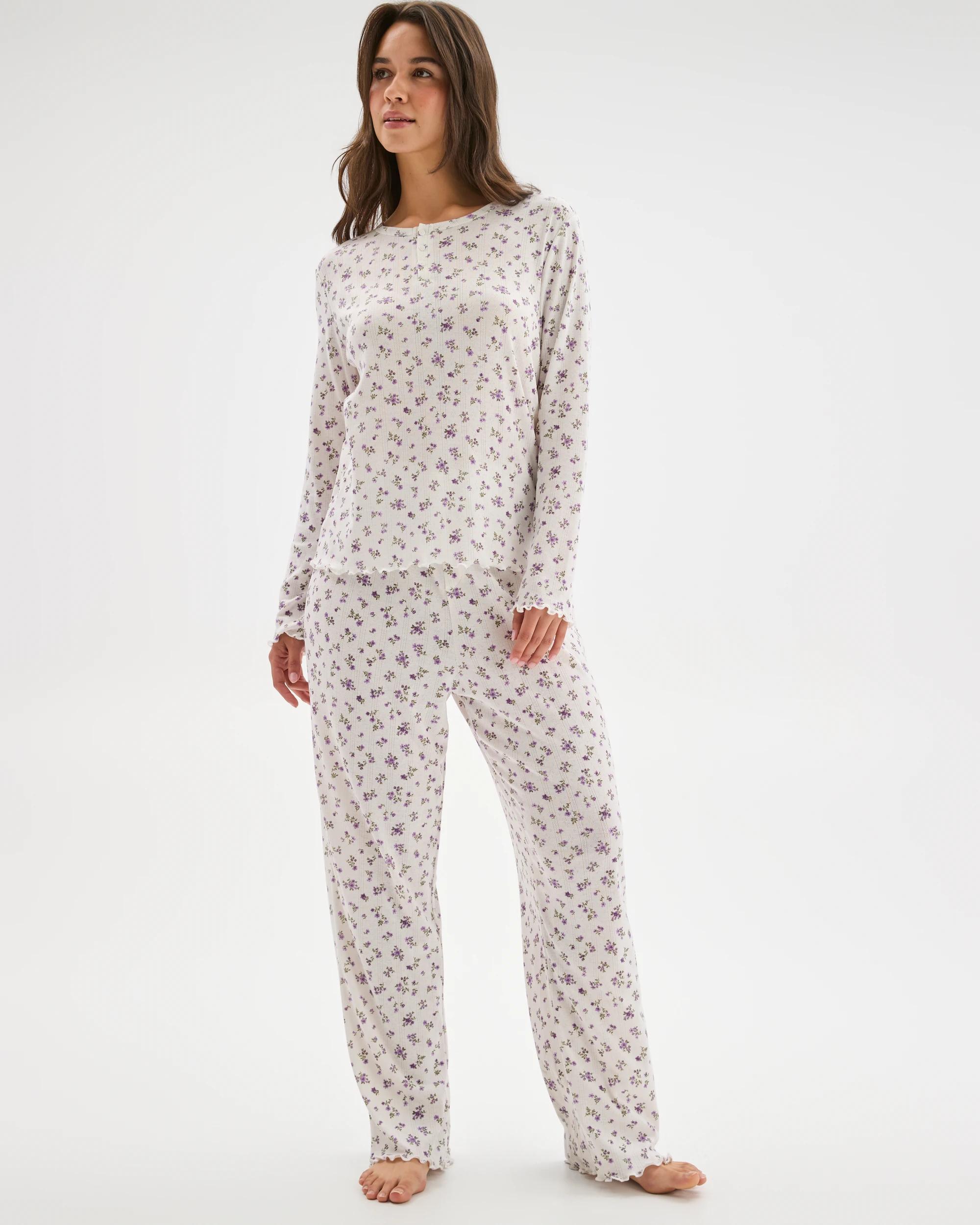 2 Target Woman Pointelle Straight Leg Pants DITSY FLORAL, 2 of 5
