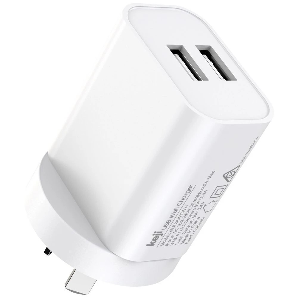 3 Keji USB-A 17W Dual Wall Charger White, 3 of 7