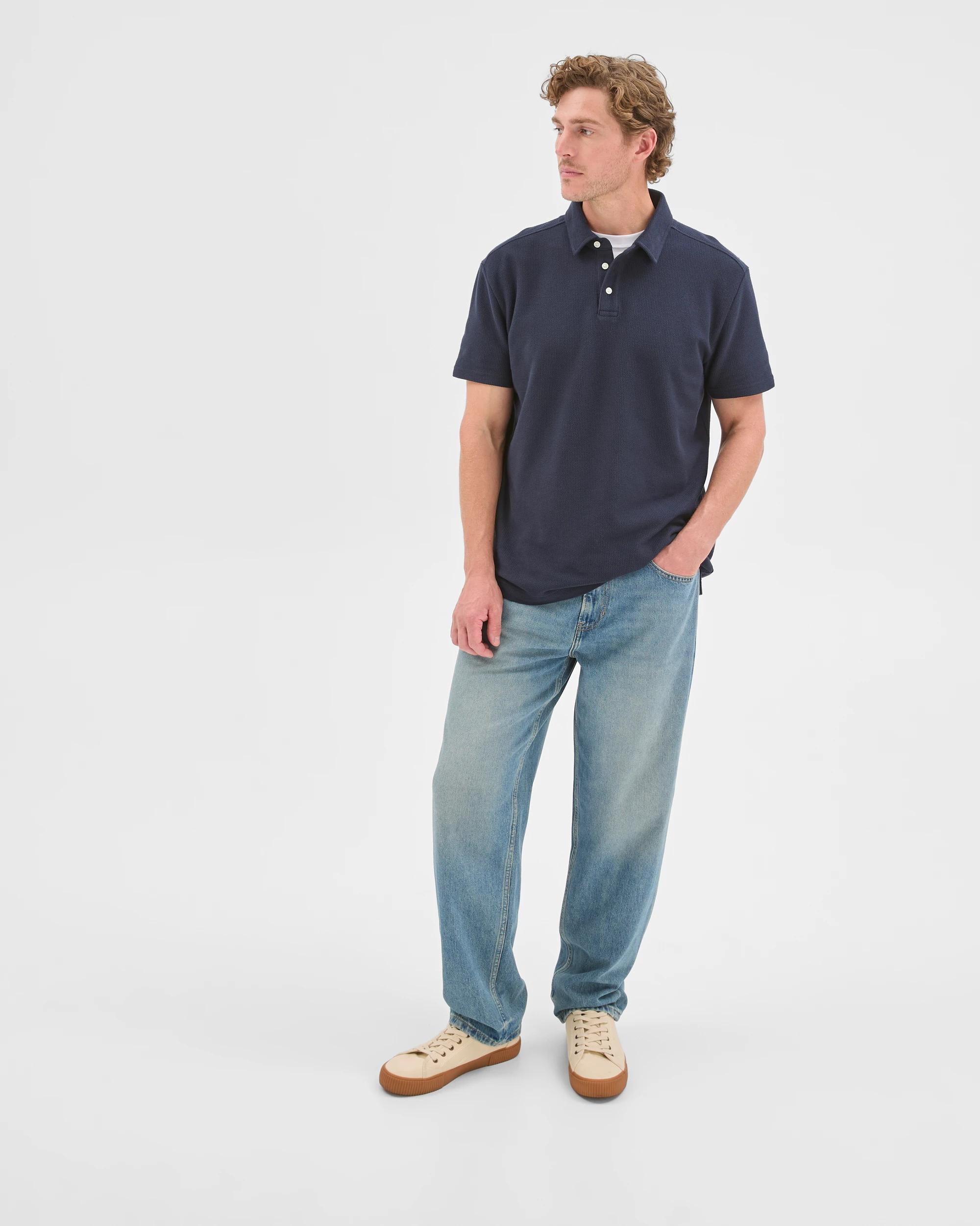 4 Target Man Australian Cotton Textured Polo Top NAVY, 4 of 6