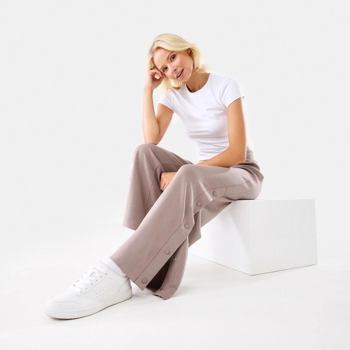 10 Active Womens Snap Trackpants Taupe Tawn, 10 of 10
