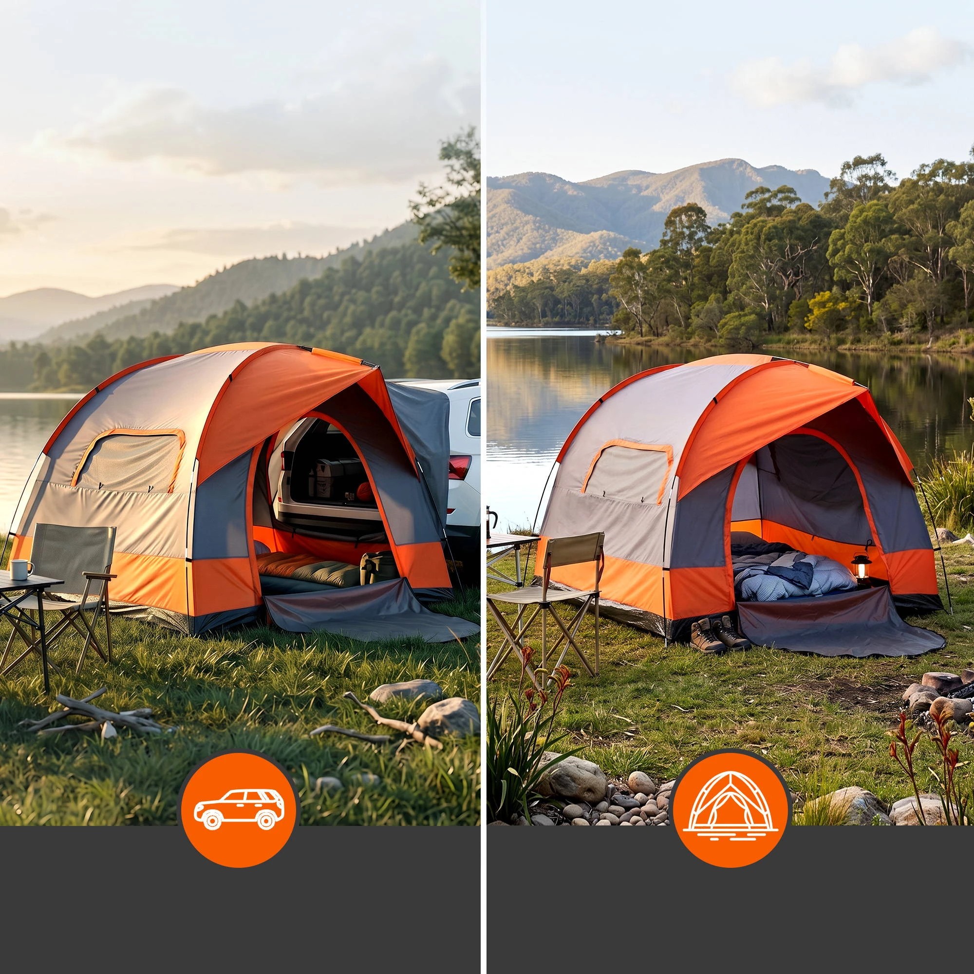 4 Weisshorn Camping Tent SUV Family Camping Car Tent 6-8 Person 250cm - Orange, 4 of 8