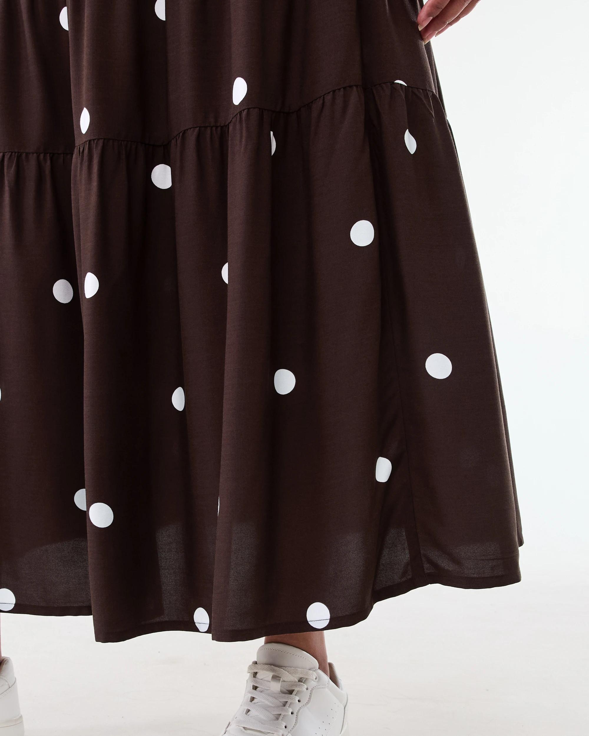 5 Curve Multi Tiered Textured Maxi Skirt Choc White, 5 of 5