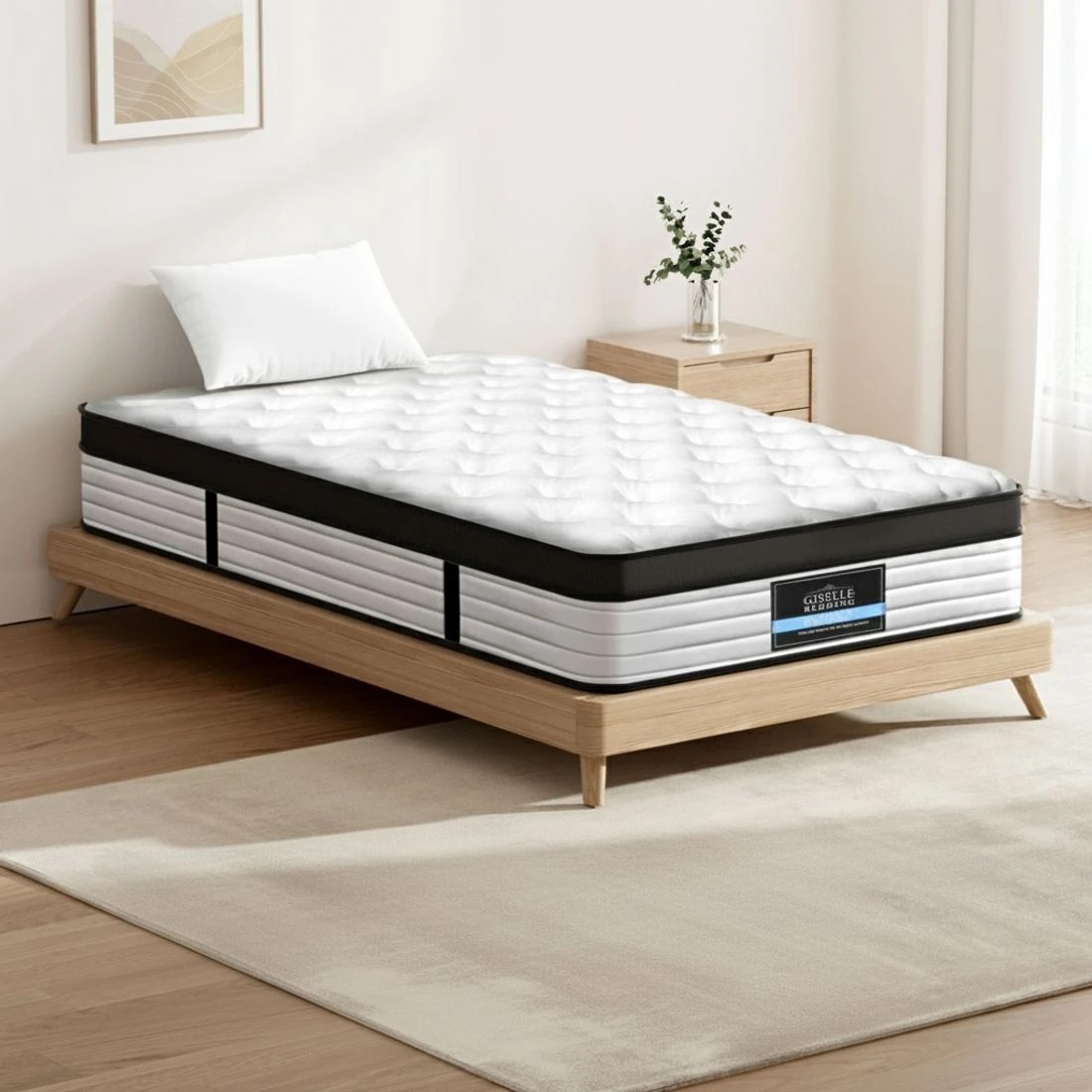4 Giselle Bedding 31cm Mattress Euro Top King Single - King Single Bed - White, 4 of 7