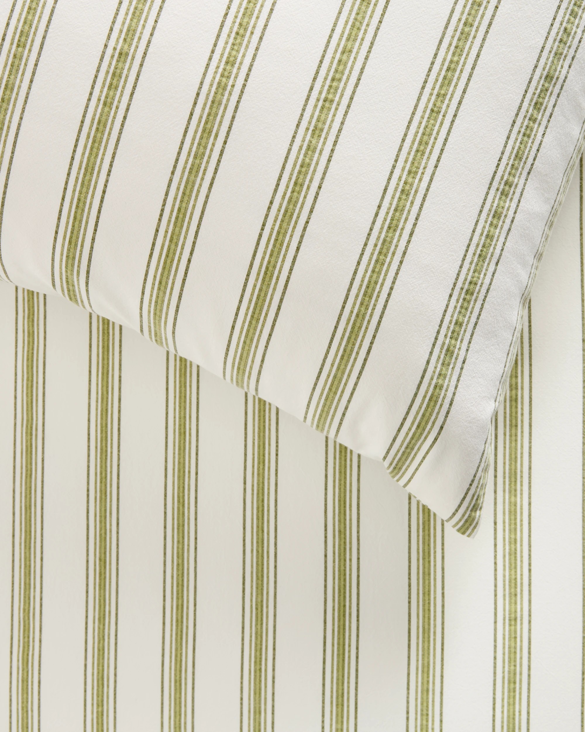 3 Arlo Stonewash Cotton Stripe Fitted Sheet - King Single Bed - Green, 3 of 3