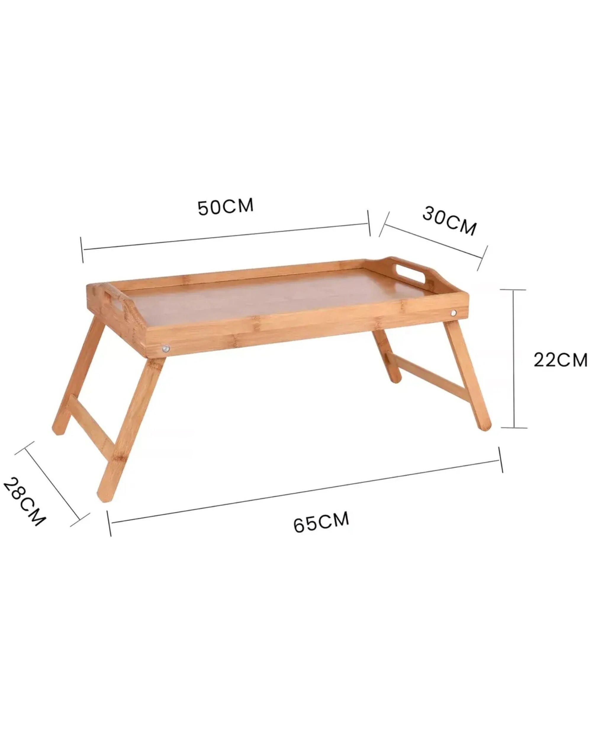 2 BR Home Bamboo Folding Table Lap Serving Tray for Snacks and Meals, 2 of 7