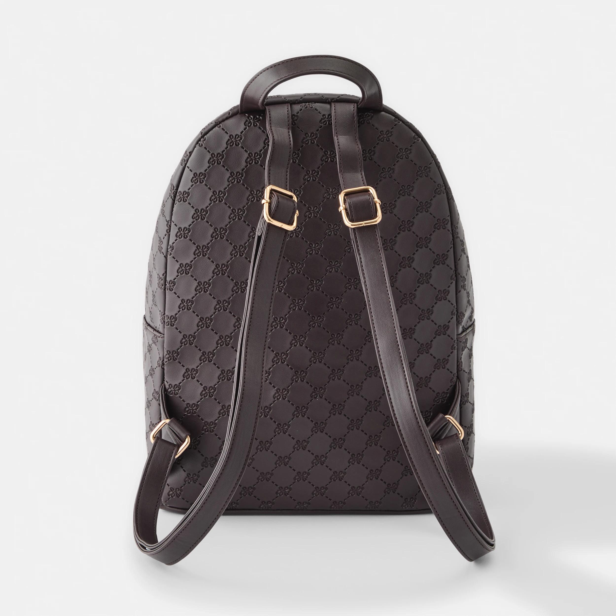 3 Embossed Backpack - Brown Monogram, 3 of 5