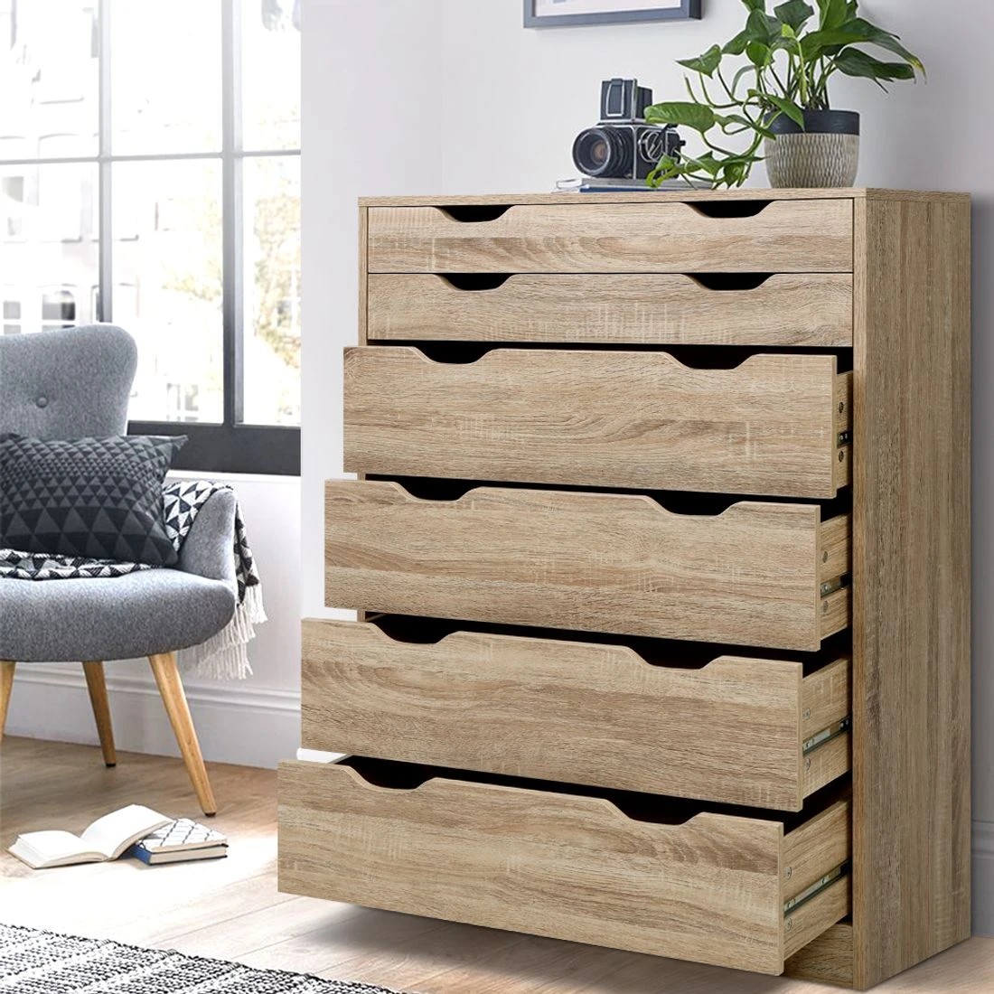 3 Artiss 6 Chest of Drawers Bedroom Storage Tallboy Cabinet Clothes Organizer Smooth Runners Modern Decor - Brown, 3 of 8
