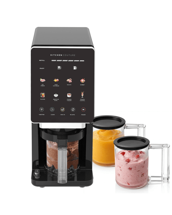 Kitchen Couture Whippi Ice Cream & Sorbet Maker, 3 Prep Pots, 800W Motor - Black
