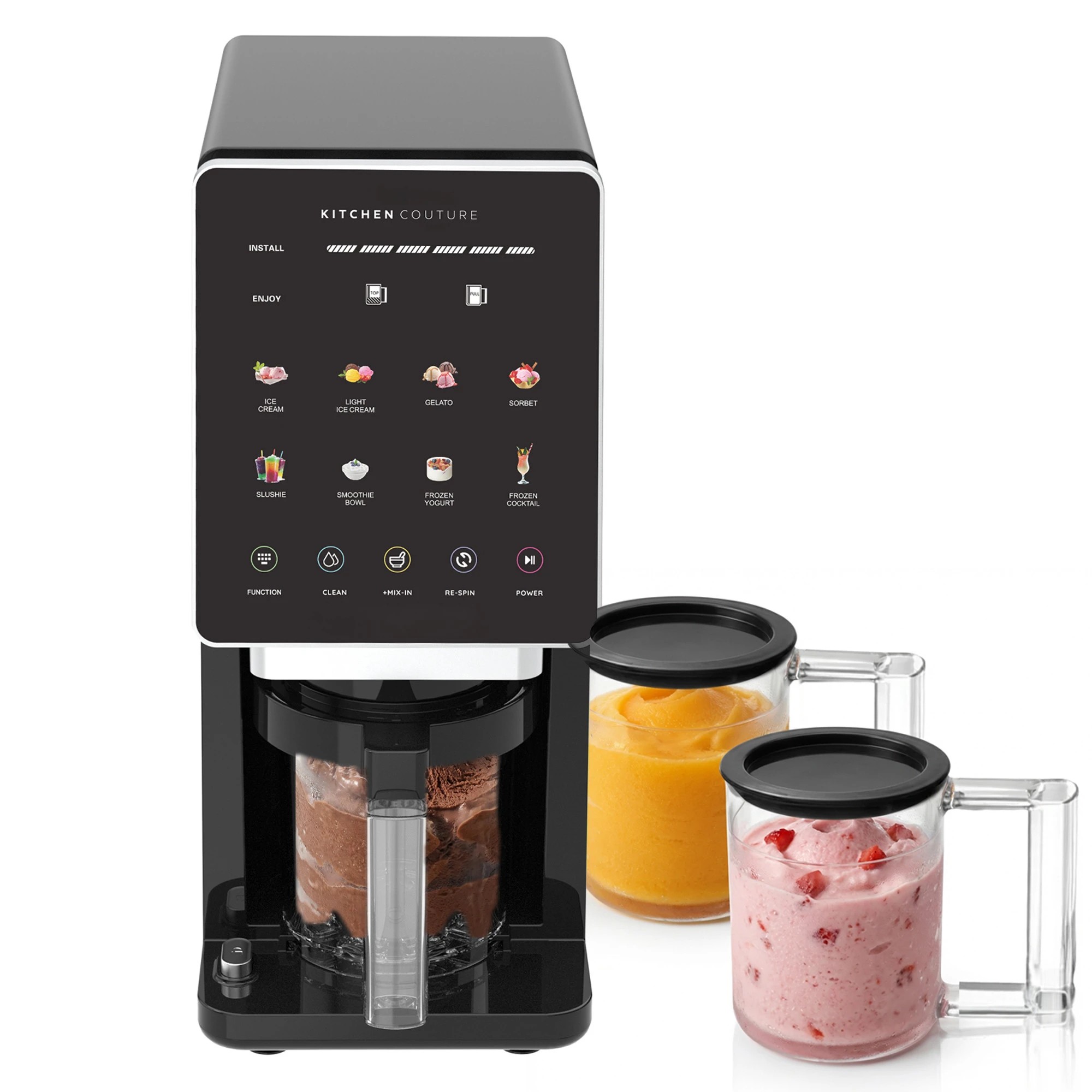 1 Kitchen Couture Whippi Frozen Dessert Maker with 3 Prep & Store Pots - Black, 1 of 7