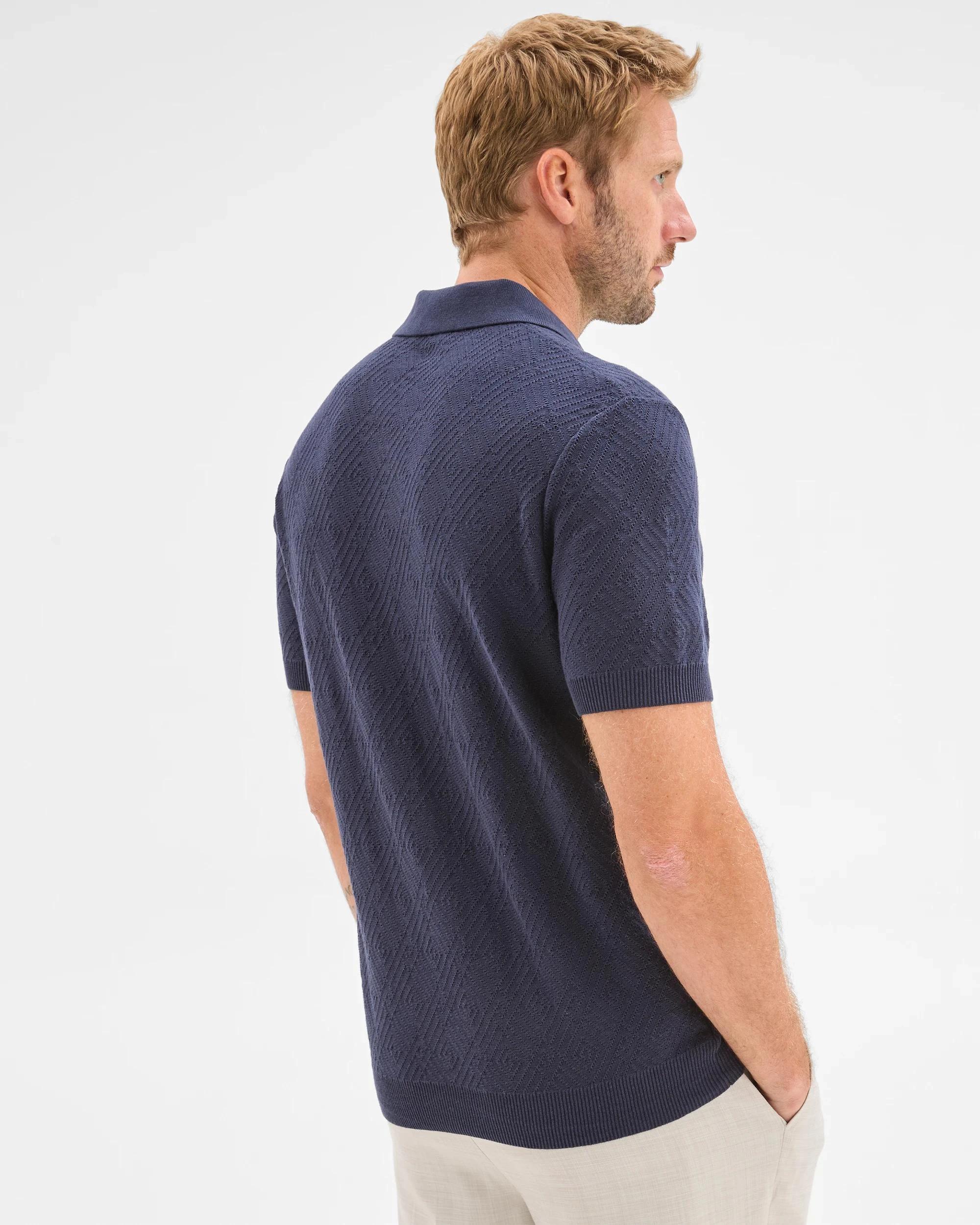4 Preview Australian Cotton Knit Polo Top NAVY, 4 of 5