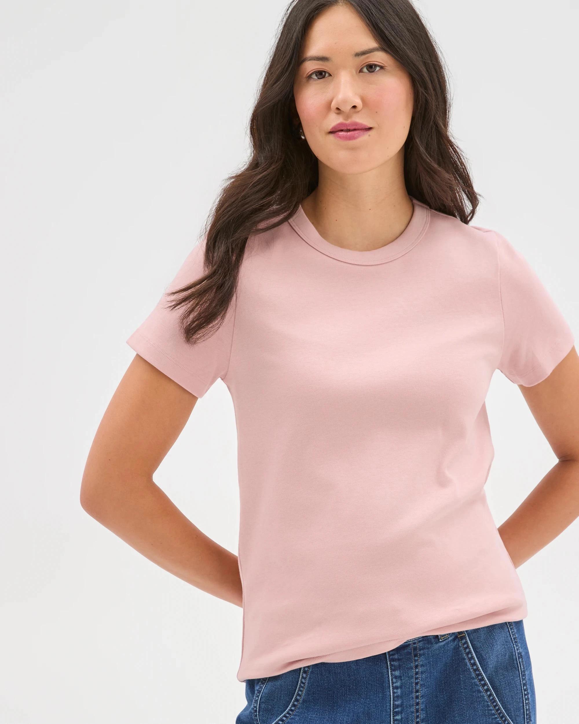 3 Target Woman Australian Cotton Interlock Neat T-Shirt SOFT BLUSH, 3 of 6