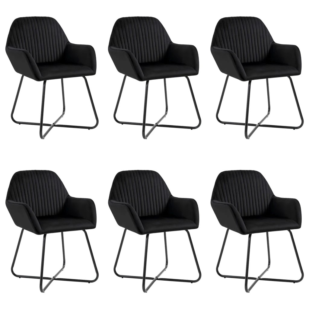 1 vidaXL Dining Chairs 6 Pcs Velvet - Black, 1 of 6