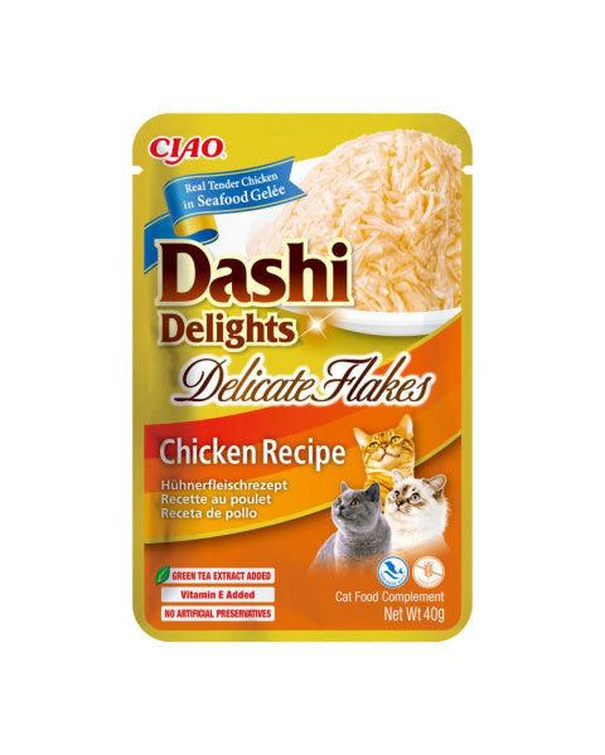1 Inaba Dashi Delights Delicate Flakes Cat Food Topper Chicken Recipe 6 x 40g, 1 of 2