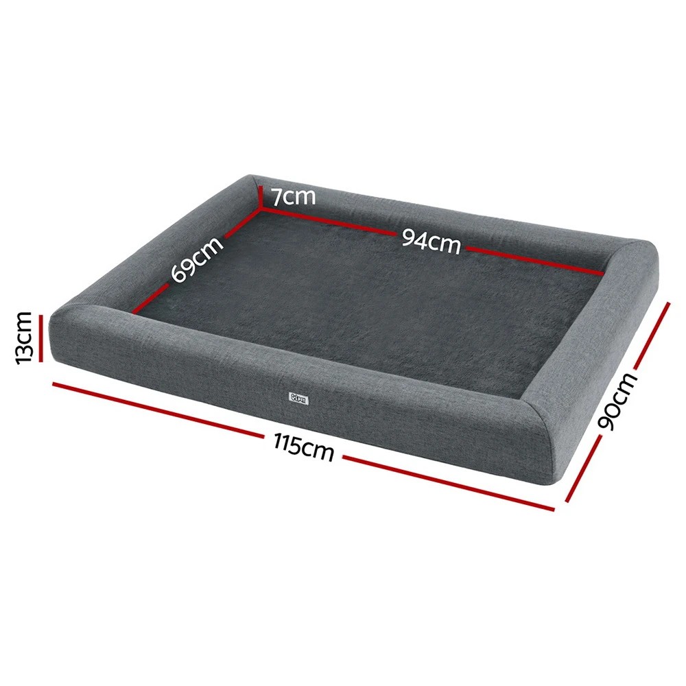 2 i.Pet Pet Bed Dog Cat Extra Large Calming Soft Sofa Cushion Egg Crate Washable - Grey, 2 of 6