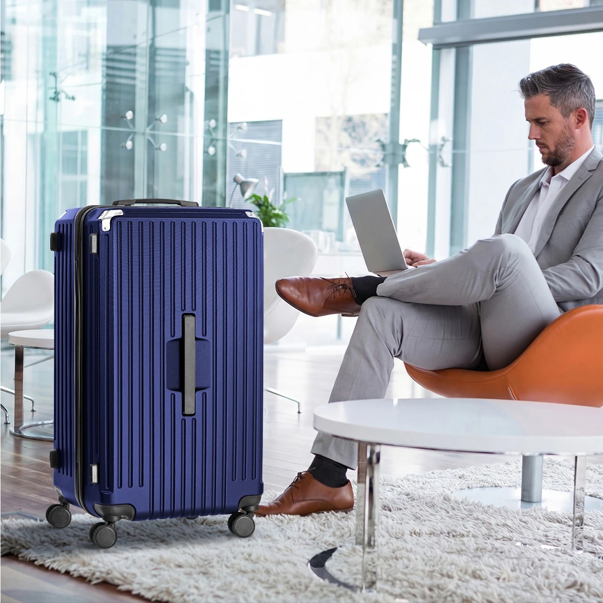 9 Mazam 28" Luggage Suitcase TSA Hard Shell Case with Cup Holder - Blue, 9 of 9