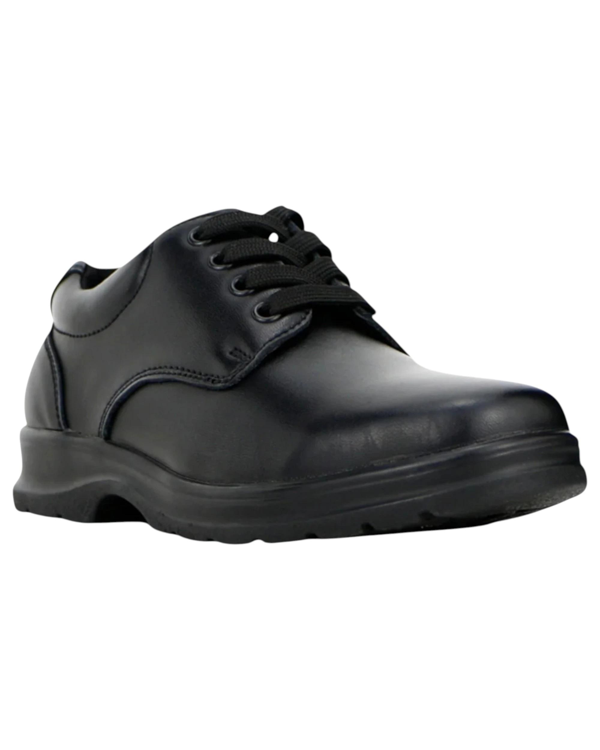 1 Grosby Kids Educate Junior 2 Black Lace Up Formal School Shoes BLACK, 1 of 3