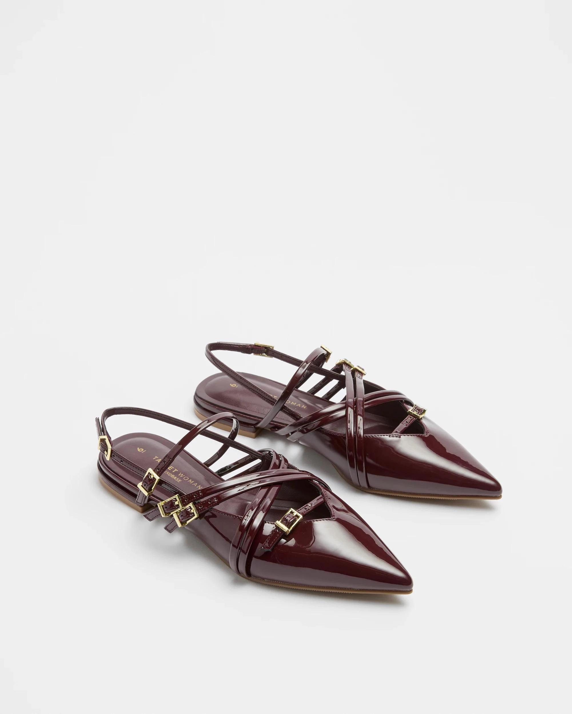 3 Target Womens Pointed Strappy Flat - Giana BURGUNDY PATENT, 3 of 3