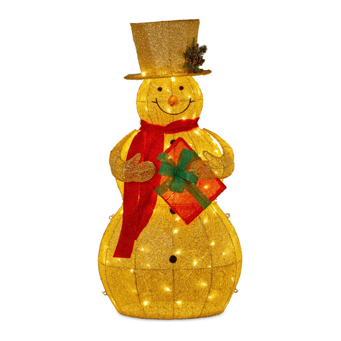 1 Christabelle 120cm Gold Outdoor Christmas Snowman With Lights, 1 of 2