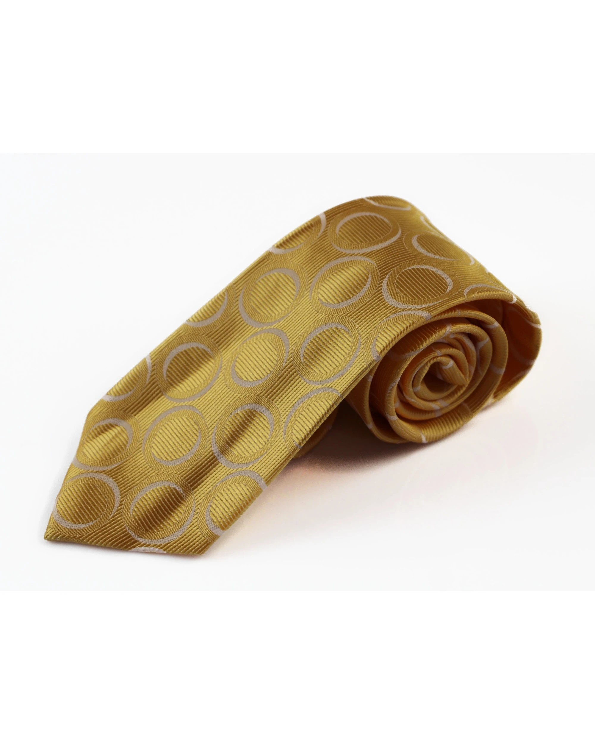 2 Zasel Mens Yellow Gold Circle Patterned 8cm Neck Tie, 2 of 2