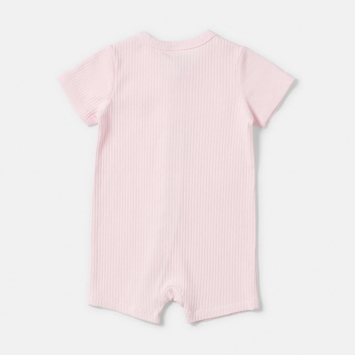 2 Short Sleeve Rib Zip Romper BALLERINA, 2 of 4