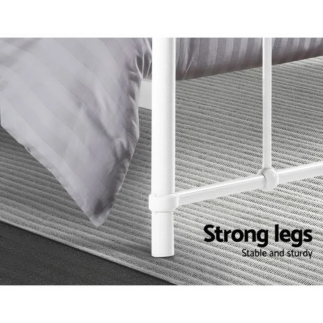 7 Artiss Bed Frame Metal Frames LEO - Queen - White, 7 of 7