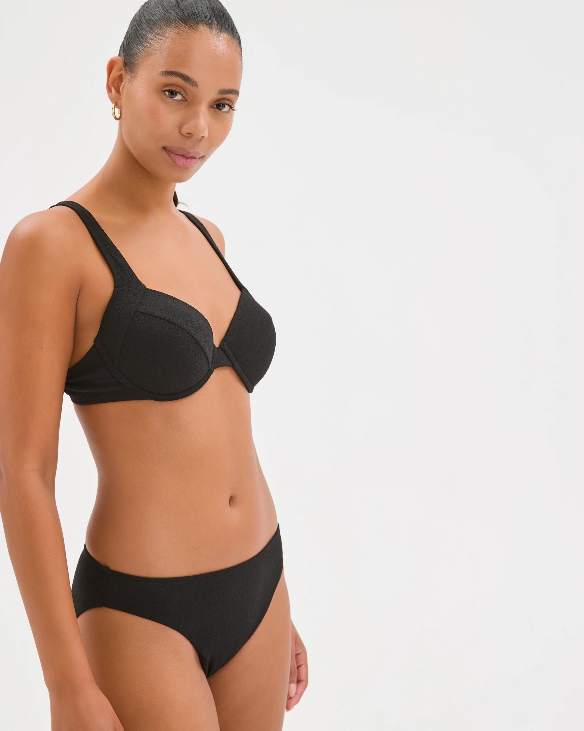 5 Target Woman Resort Low Rise Soft Textured Swim Bikini Bottoms BLACK, 5 of 9