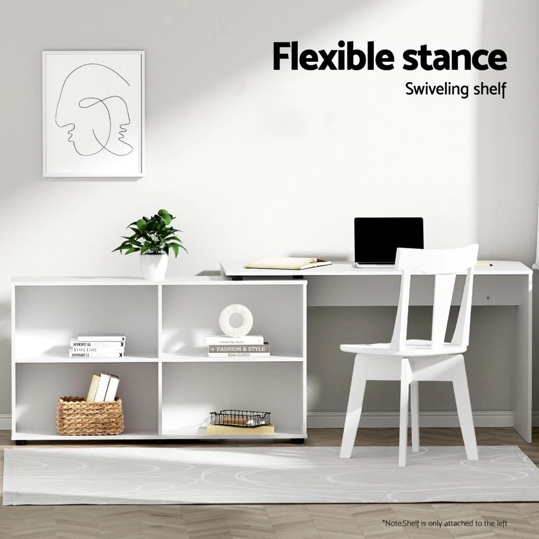 5 Artiss Computer Desk Bookshelf White 130cm
 - White, 5 of 7