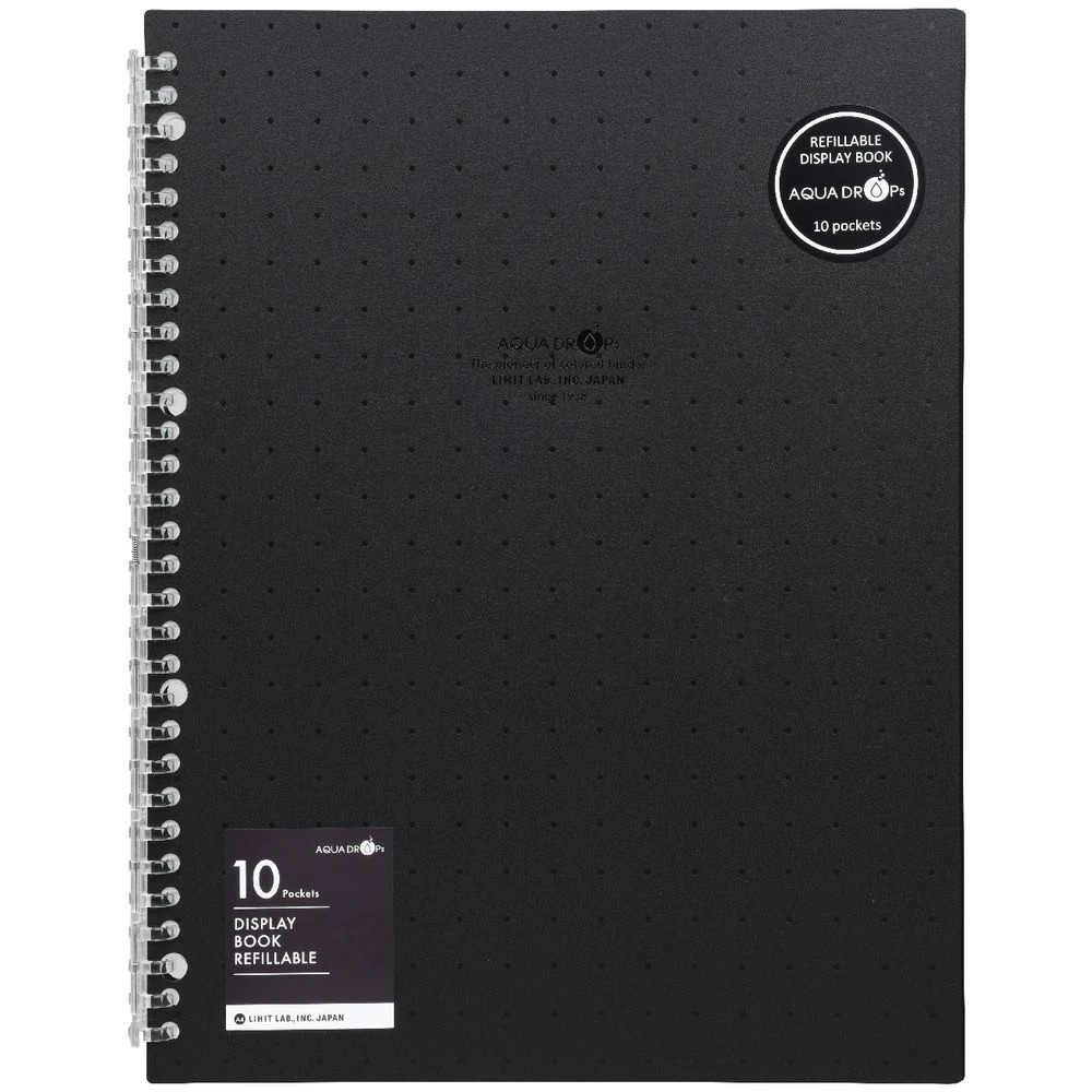 2 Aqua Drops Refillable Display Book A4 10 Pocket Black, 2 of 5