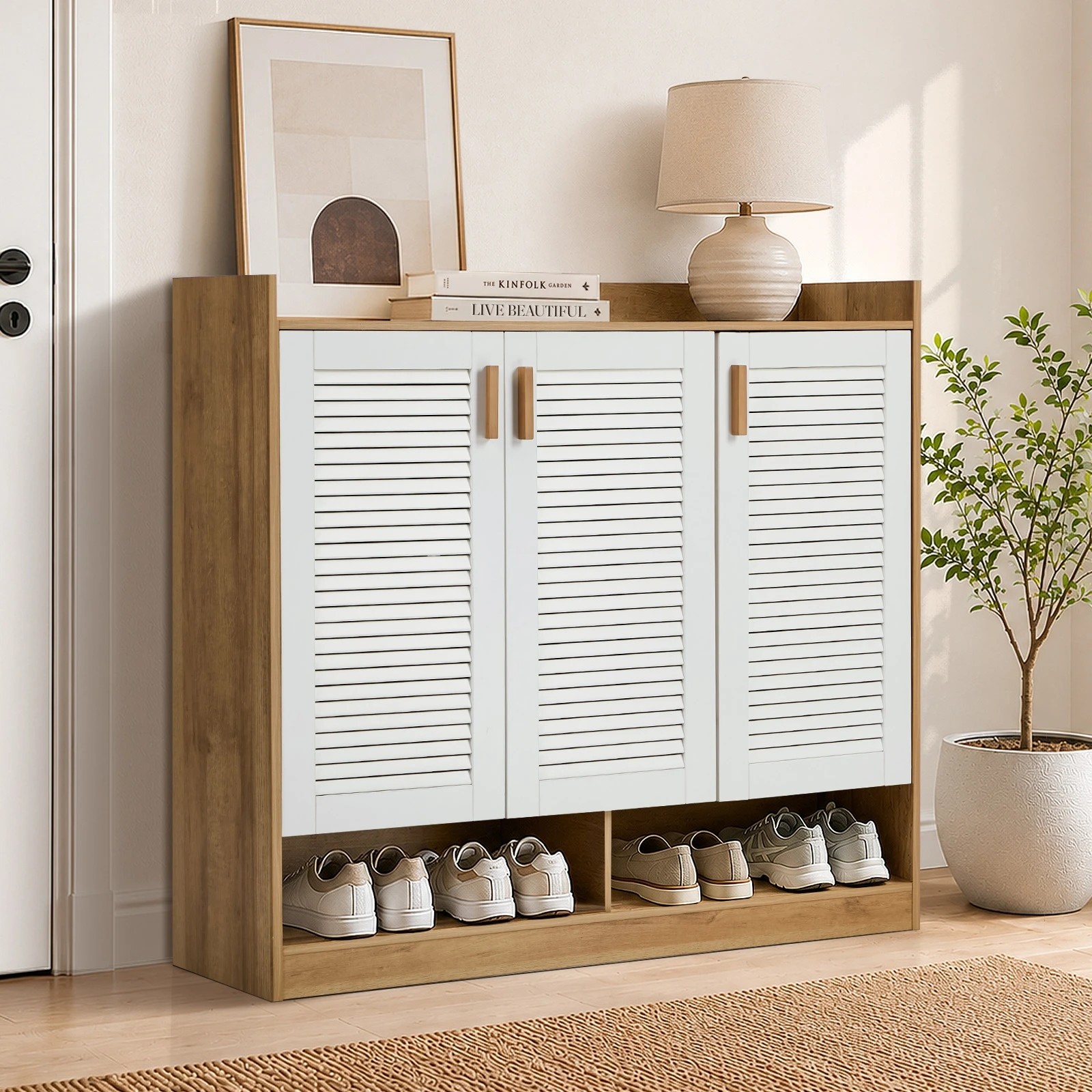 3 Oikiture Shoe Storage Cabinet 5-Tier Rack 3 Doors Organiser Shelf Cupboard - Multi, 3 of 8