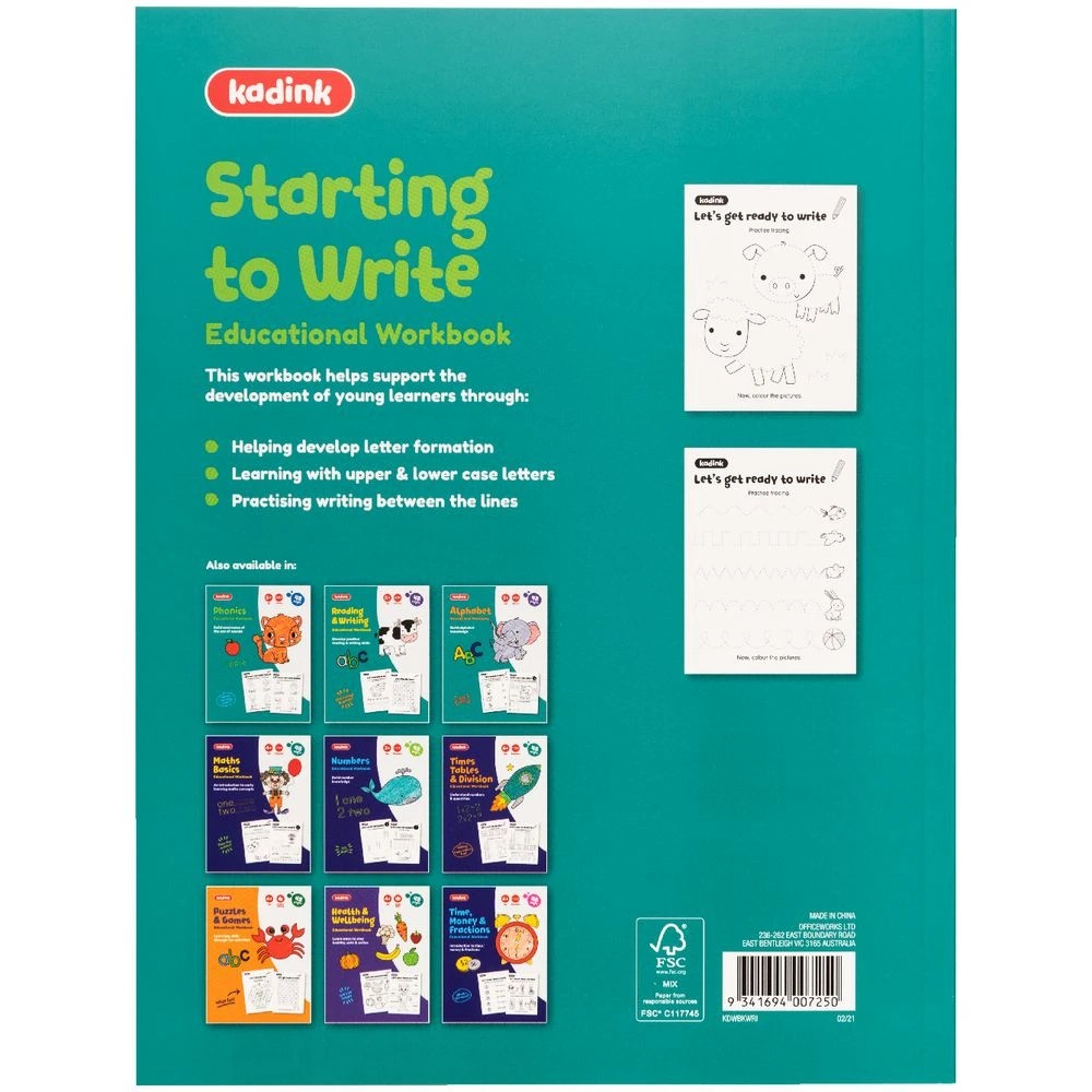 2 Kadink Workbook 48 Pages Starting to Write, 2 of 4