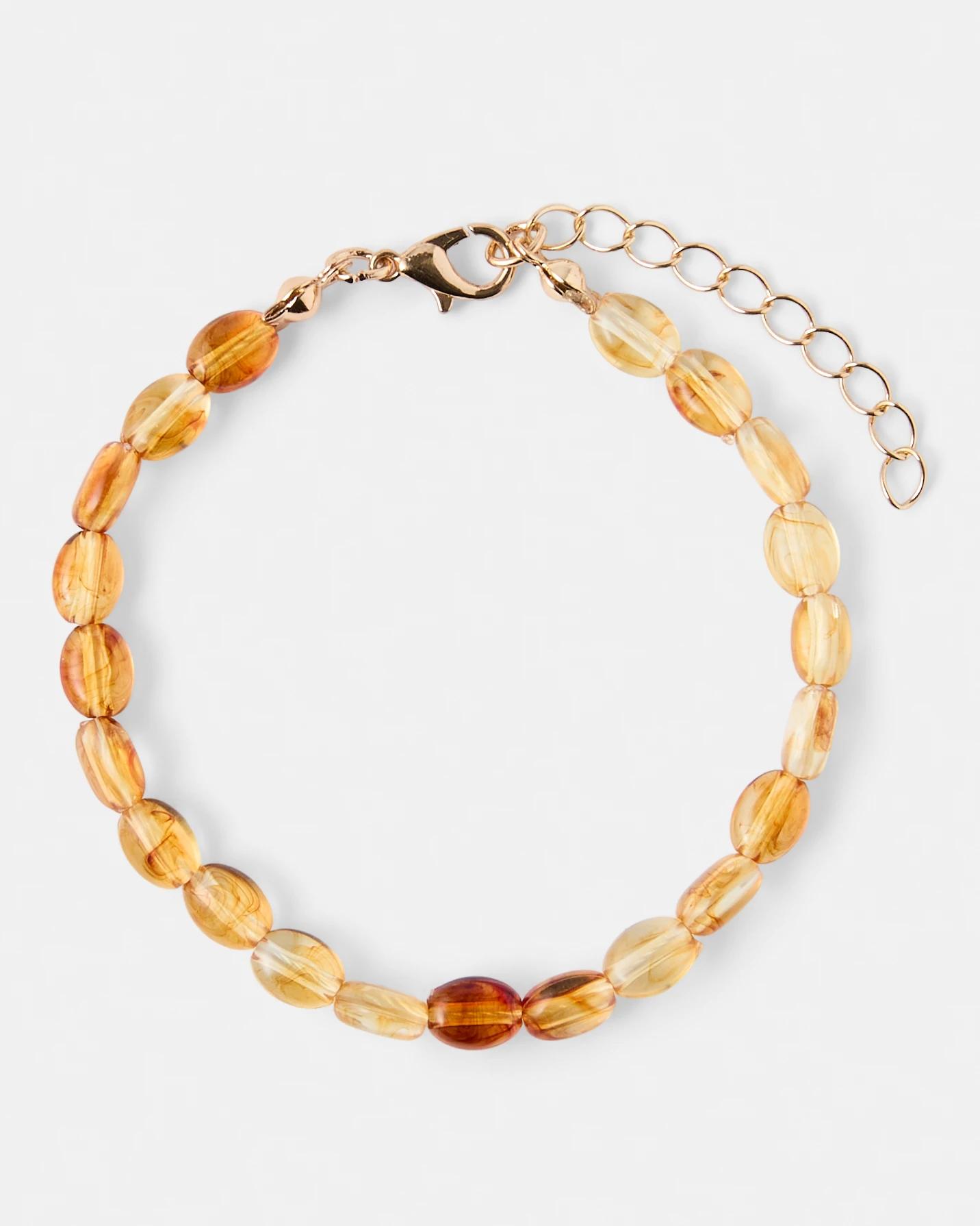 3 2 Pack Bead and Chain Bracelet - Gold Tone Brown, 3 of 5