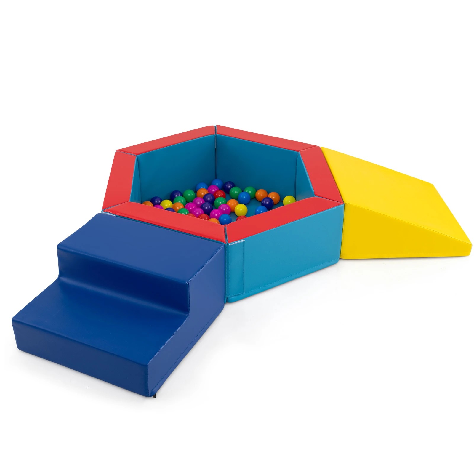 1 Costway 3-Piece Soft Foam Climbing Blocks w/Ocean Balls, 1 of 1
