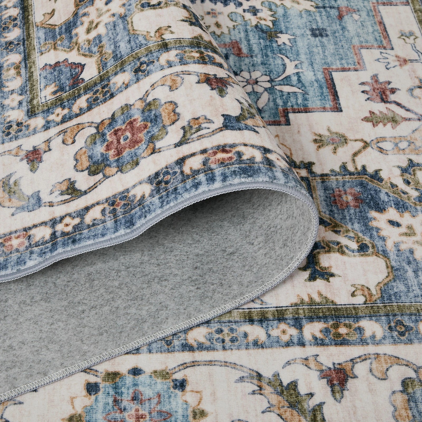 6 Oikiture Distressed Blue Persian Rug Washable Non Slip Floor Carpet 160X230cm - Multi, 6 of 8