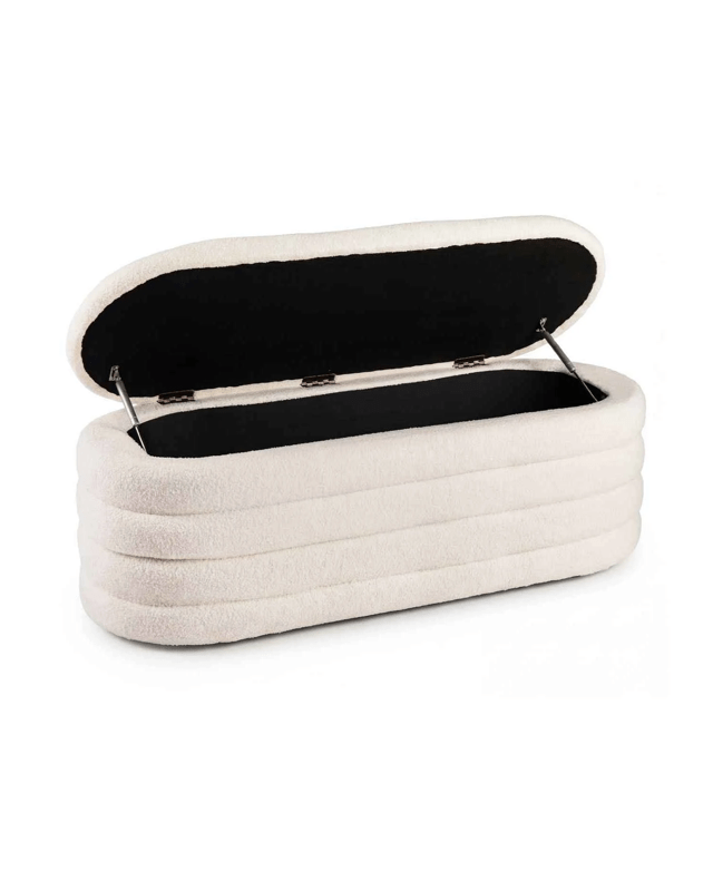 Costway Storage Ottoman Chest Shoe Bench Entryway 108.5L End of Bed Stool Chair Upholstered Footrest - W