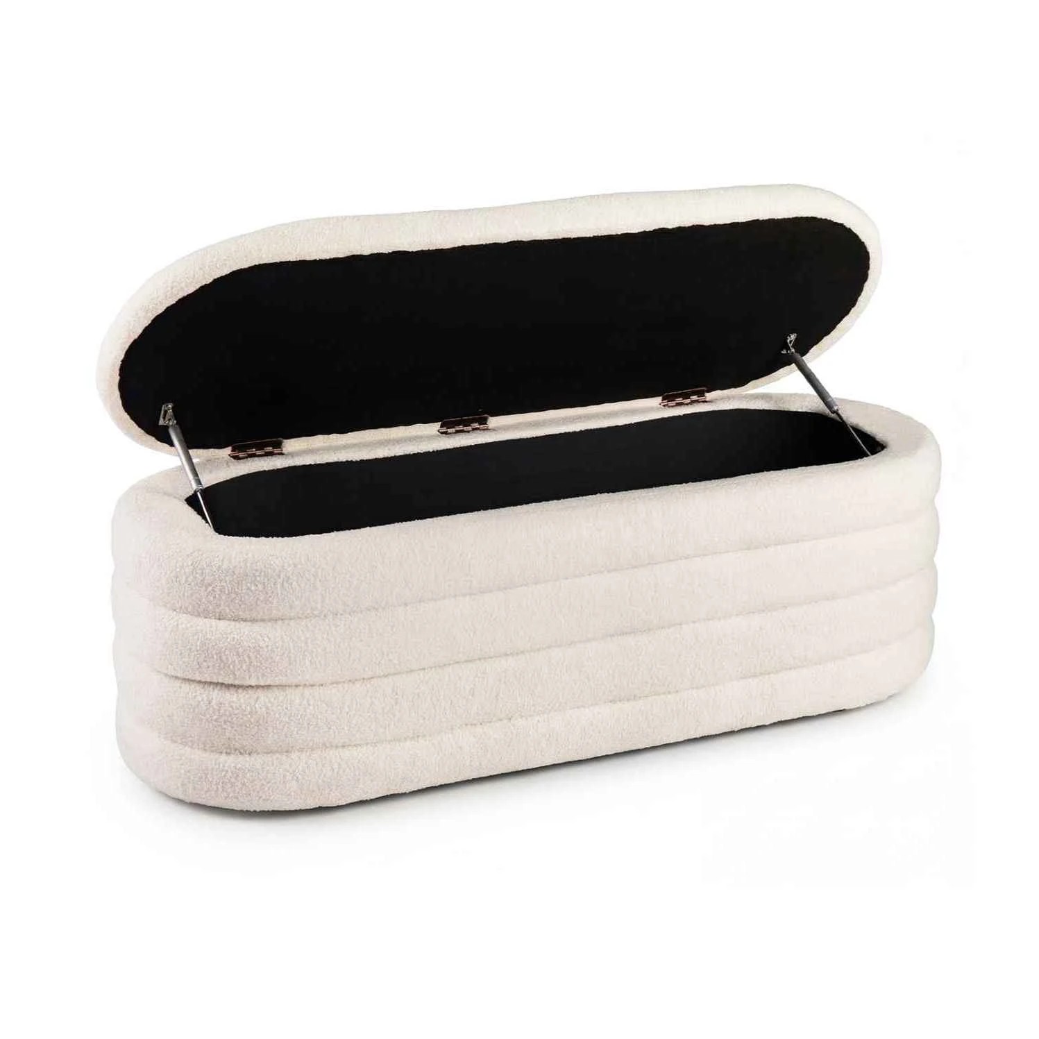 1 Costway Storage Ottoman Chest Shoe Bench Entryway 108.5L End of Bed Stool Chair Upholstered Footrest - White, 1 of 4