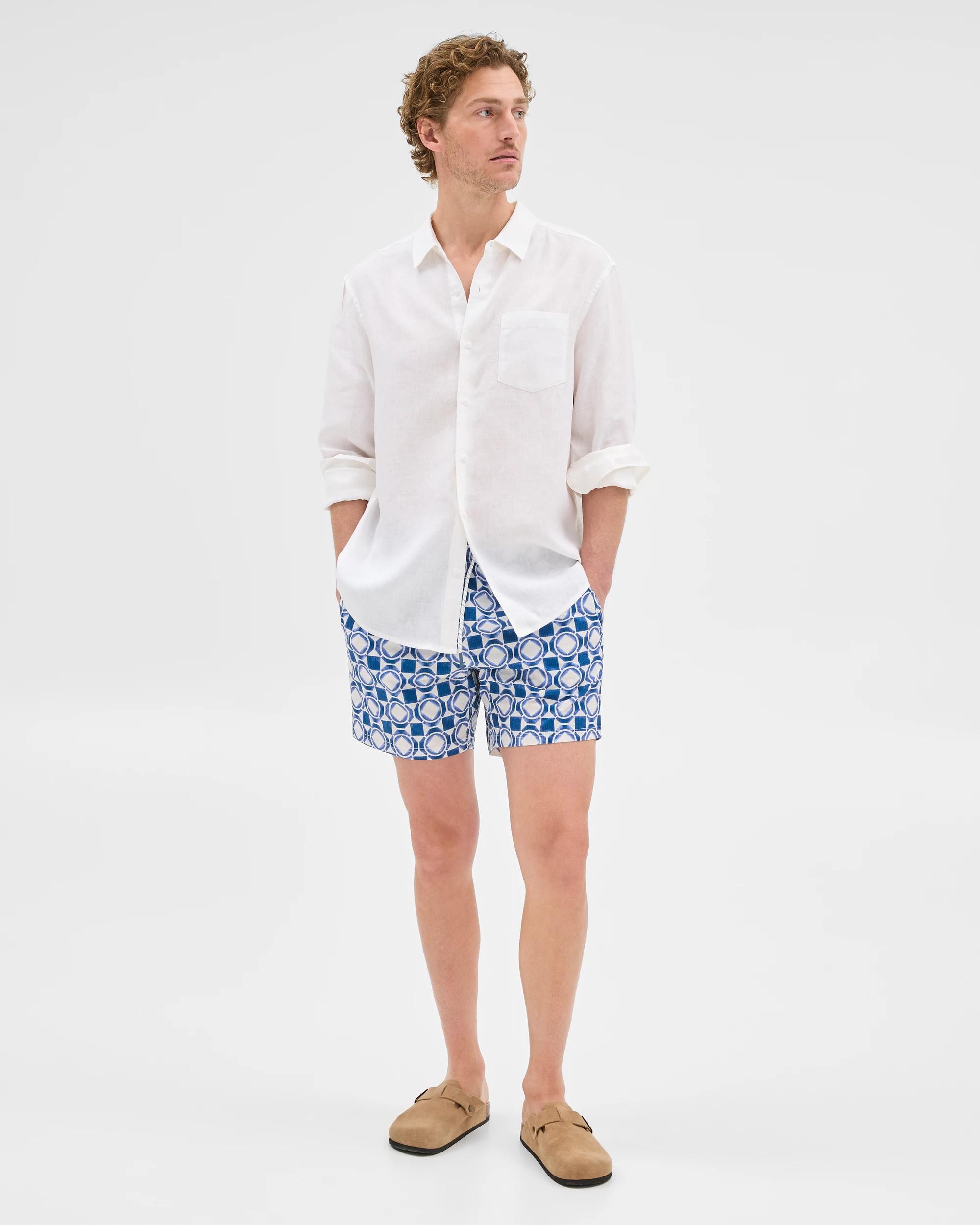 2 Target Seersucker Tile Print Swim Boardshorts BLUE, 2 of 7