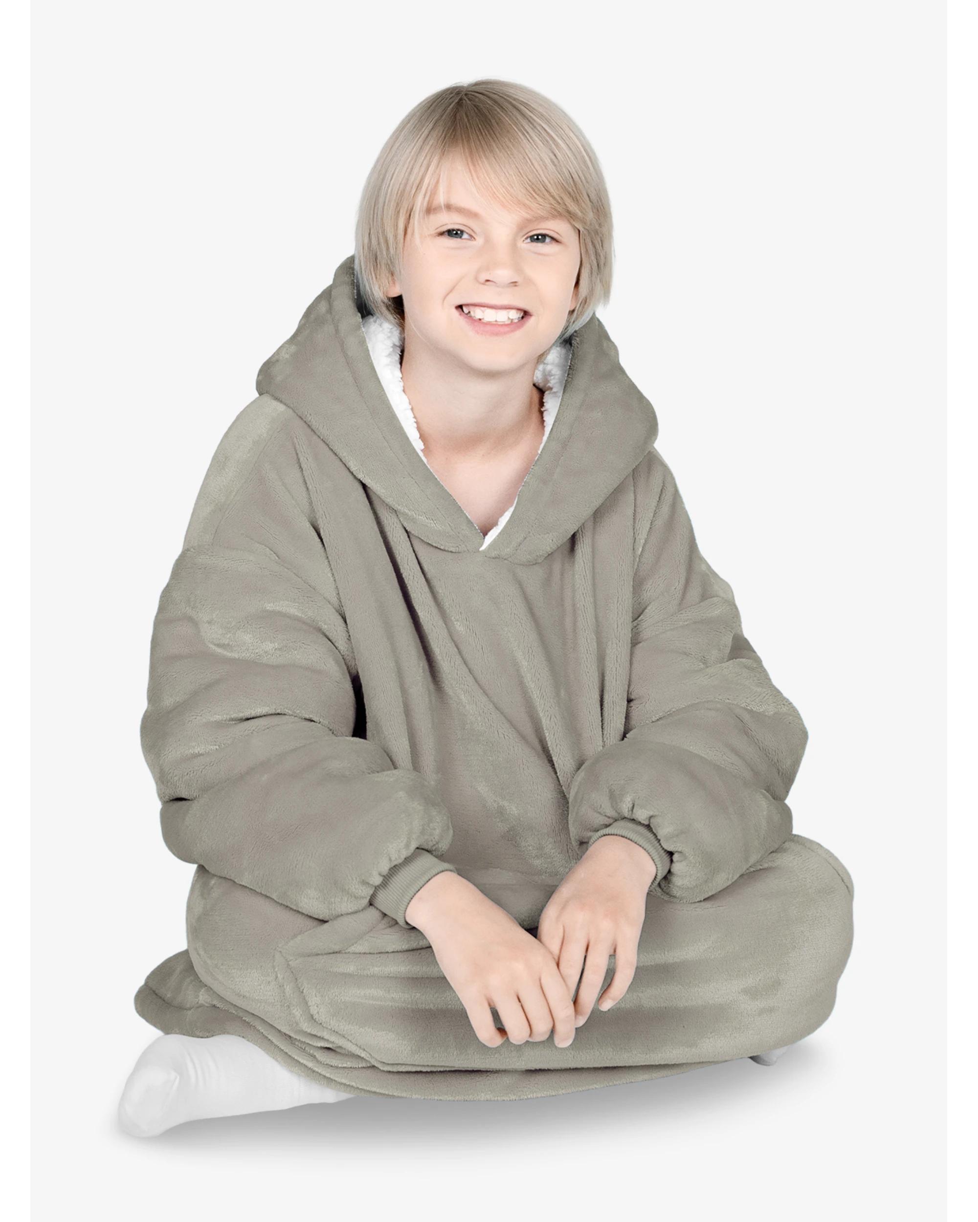 5 Advwin Wearable Blanket Oversized Comfort Hoodie Kids Wine KHAKI, 5 of 5