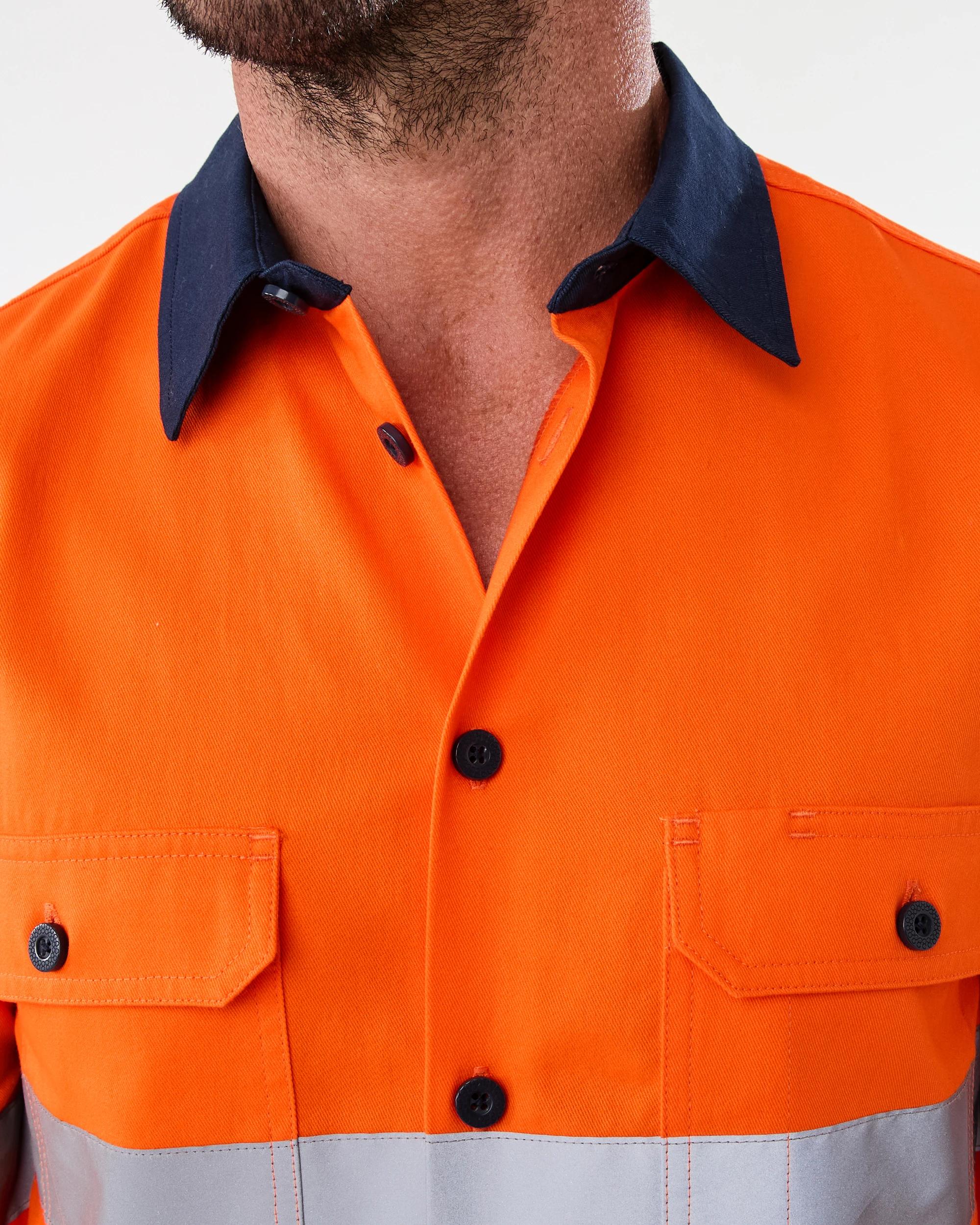 5 Workwear Hi-Visiblity Long Sleeve Reflective Shirt SAFETY ORANGE, 5 of 6