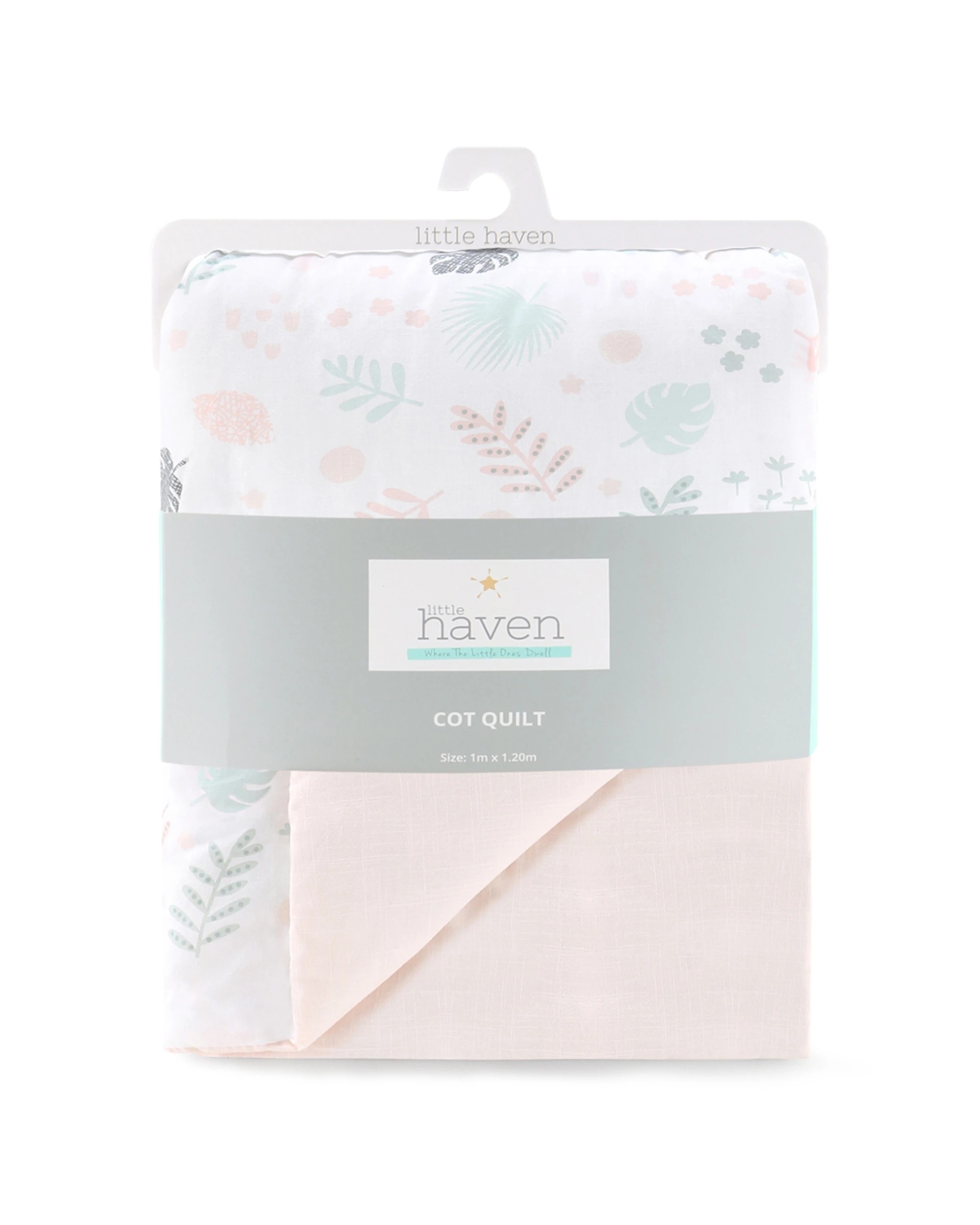 2 Little Haven Baby Quilt Reversible Cotton Nursery Bedding Botanical Leaf - Multi, 2 of 4