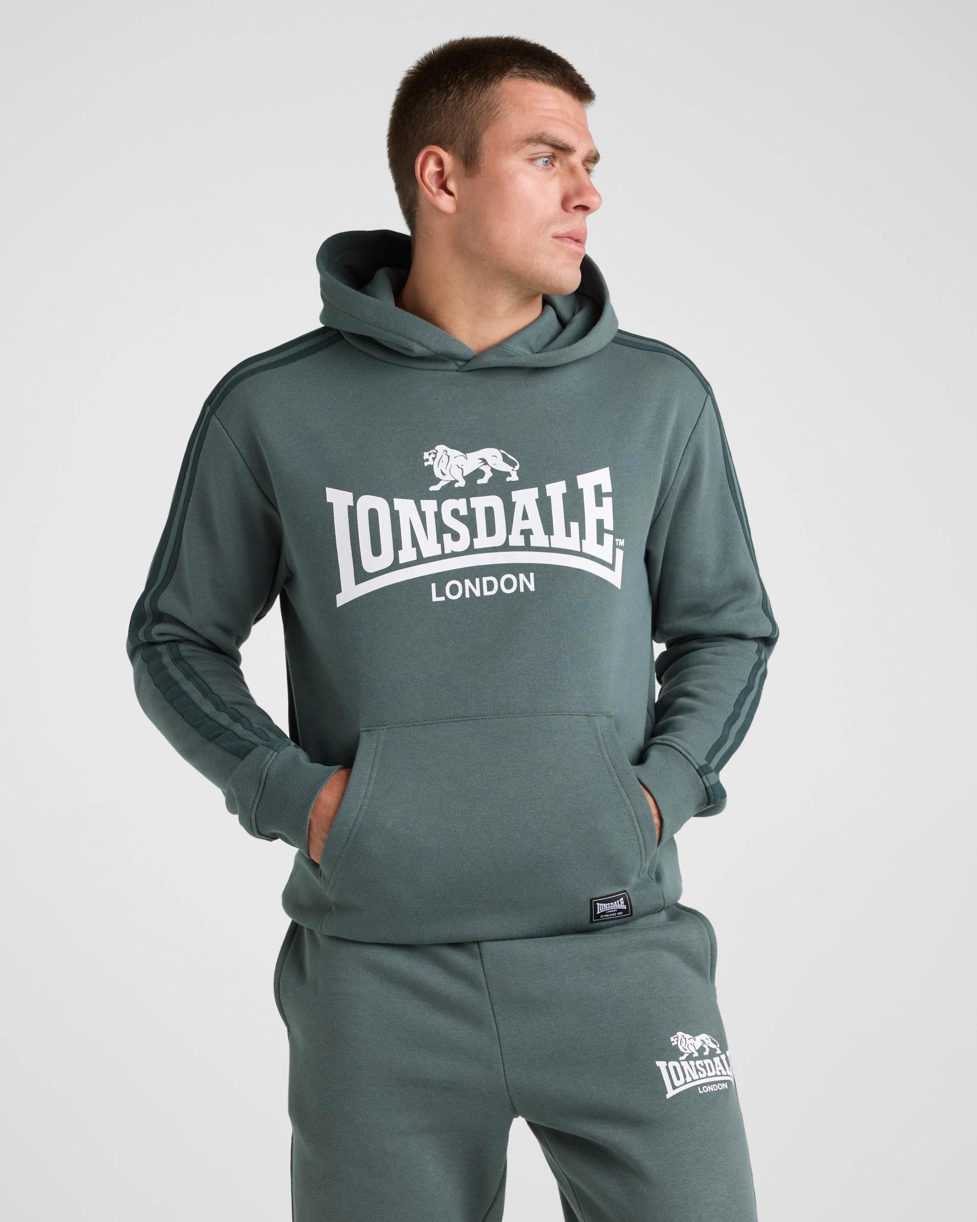1 Lonsdale London Long Sleeve Hoodie KELP GREEN, 1 of 5