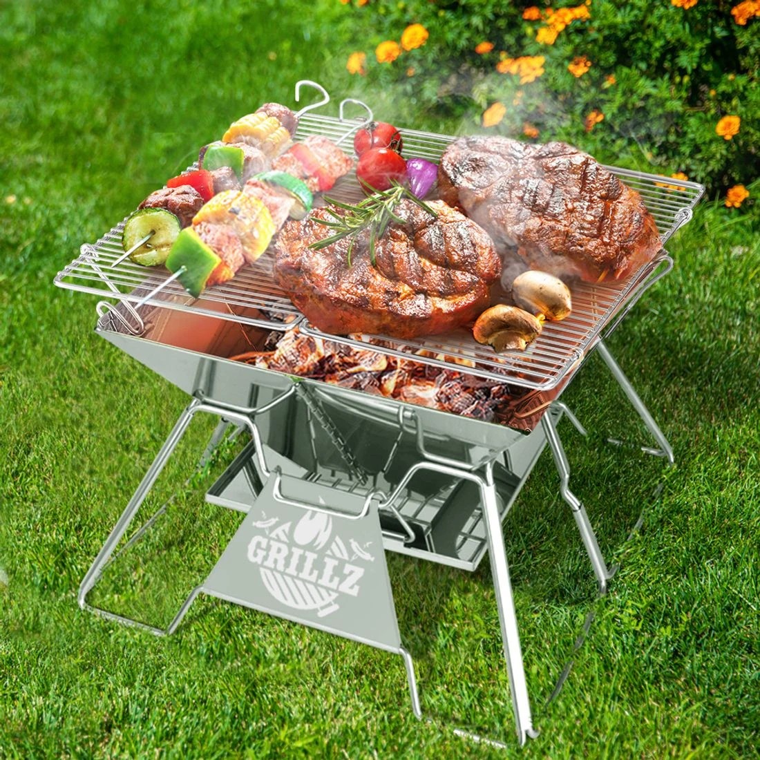 6 Grillz Fire Pit BBQ Grill with Carry Bag Portable - Grey, 6 of 6